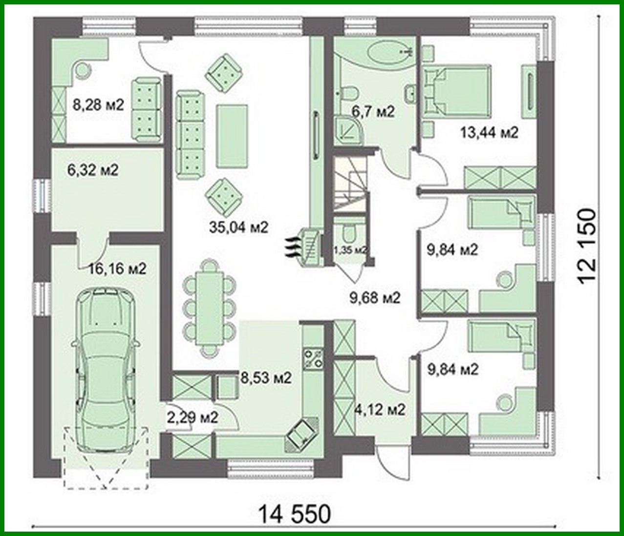 Visualization gallery - Project of a modern residential building with garage and attic