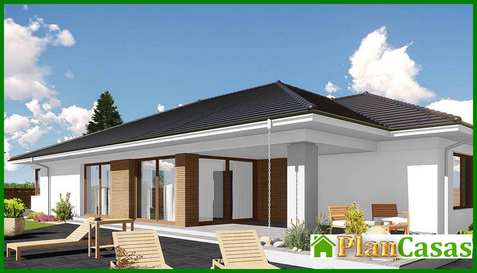 Visualization gallery - Spacious one-story residential building with a living room in the center