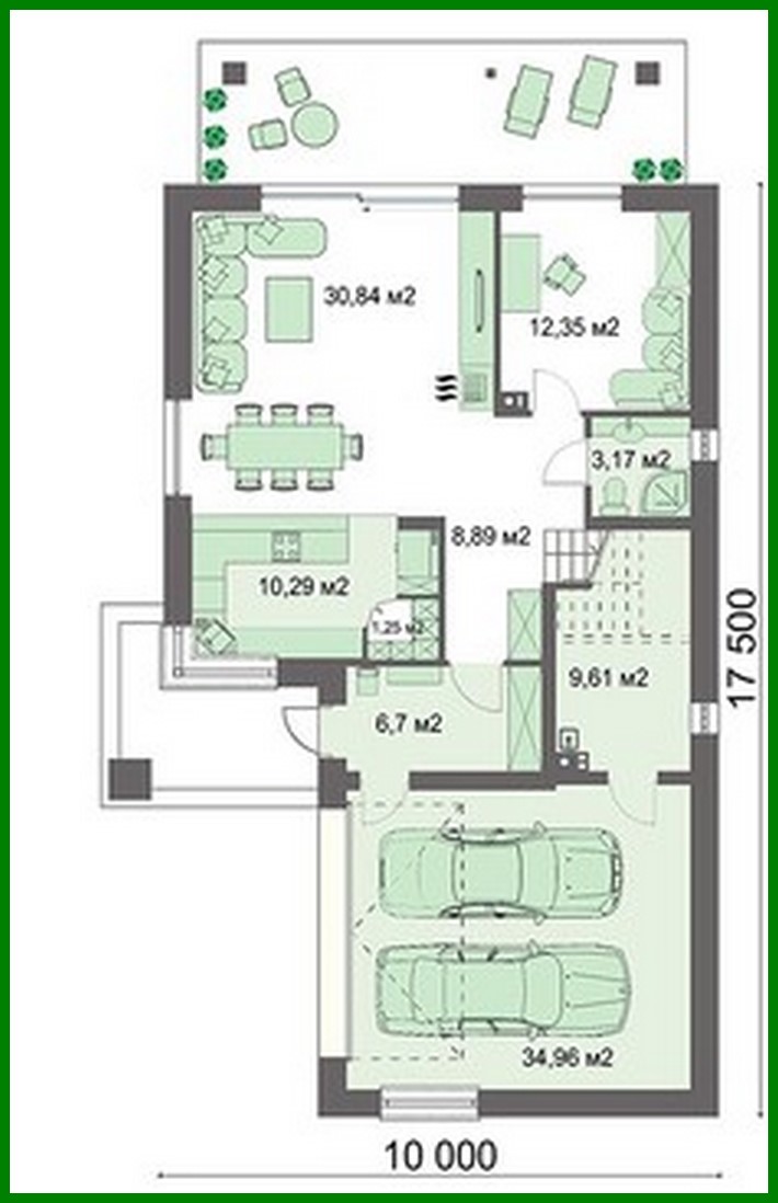 Visualization gallery - Residential building with a spacious garage and three bedrooms