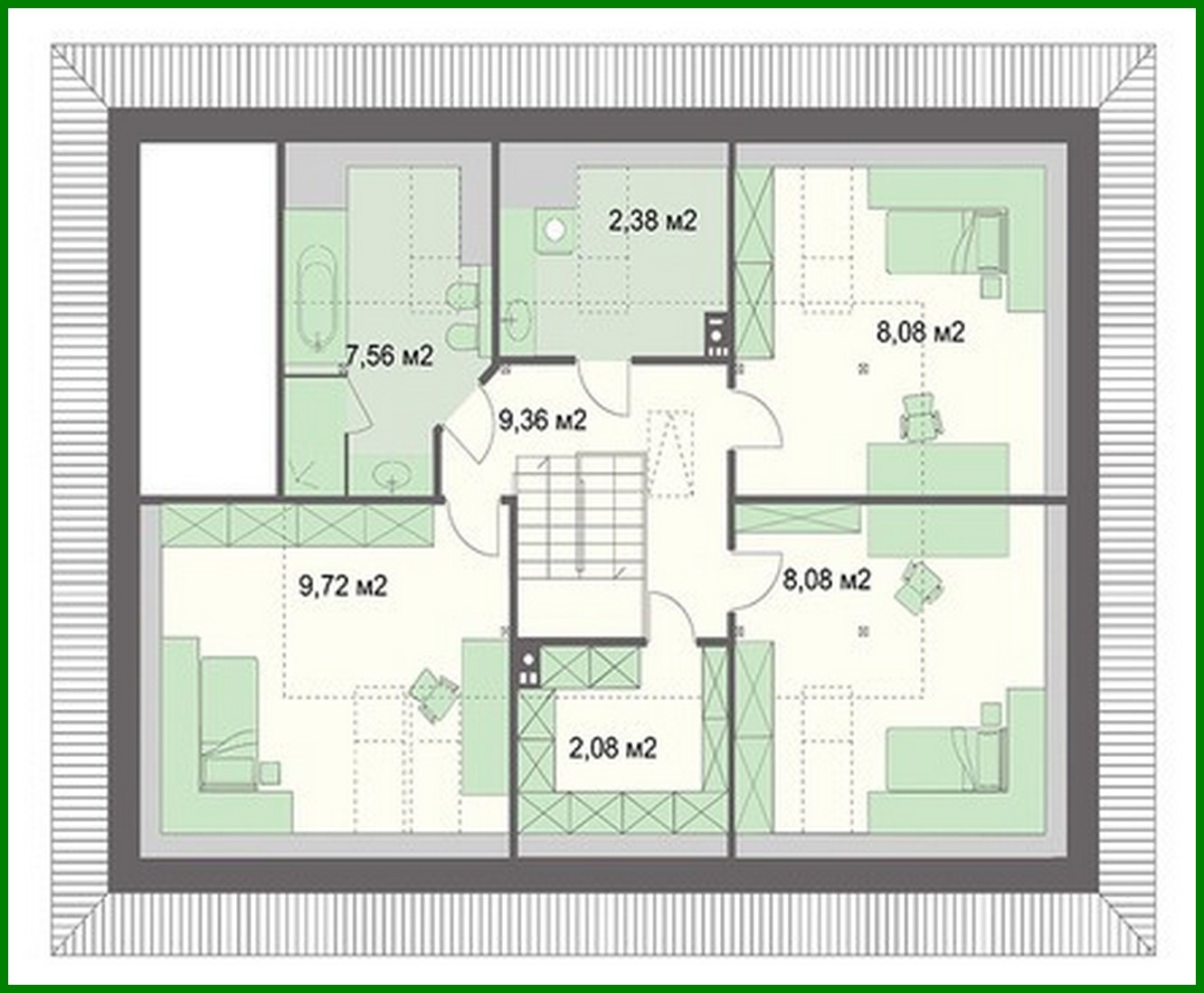 Visualization gallery - Five-bedroom apartment building with a spacious garage