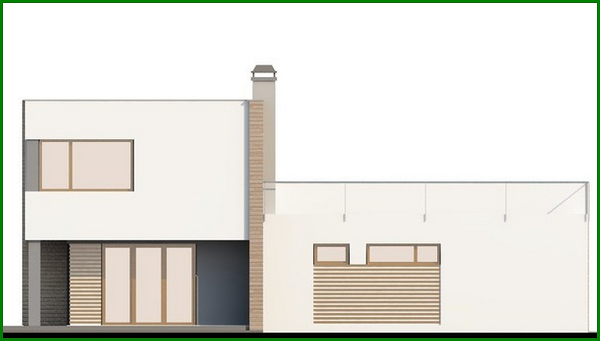 Visualization gallery - The project of a two-story modernist house with a terrace above the garage