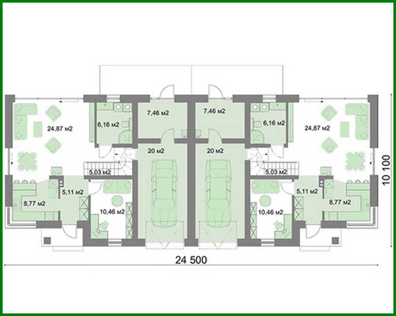 Visualization gallery - Townhouse with spacious living rooms and offices