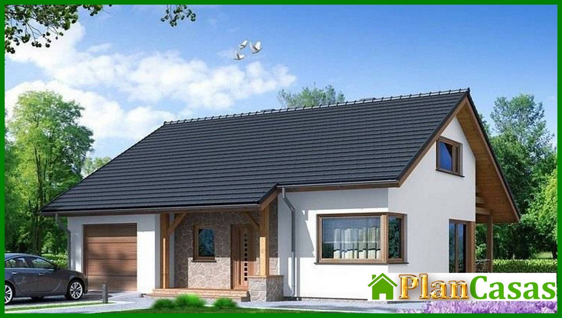 Visualization gallery - Modern house with an attic and a garage