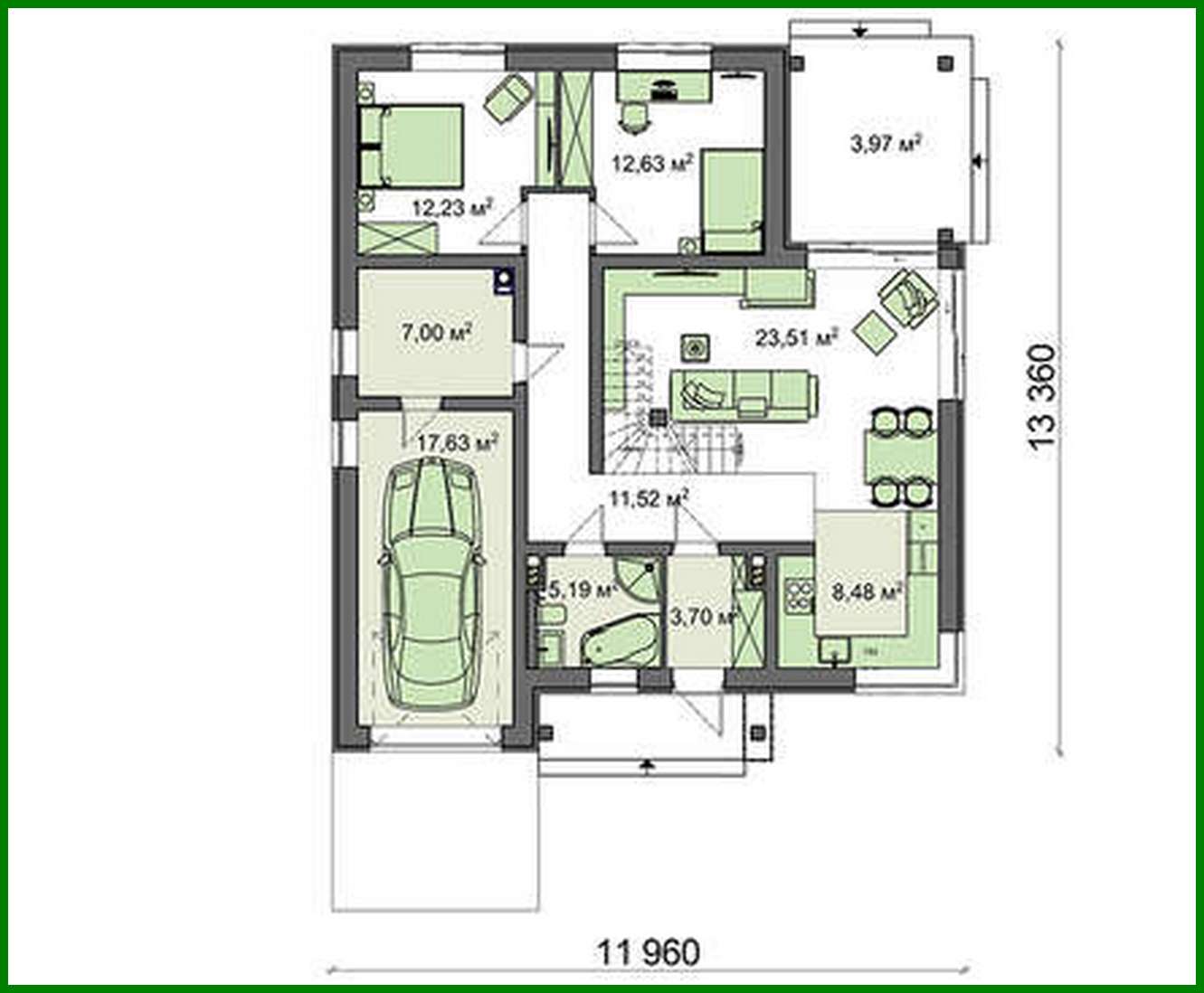 Visualization gallery - Modern house with an attic and a garage