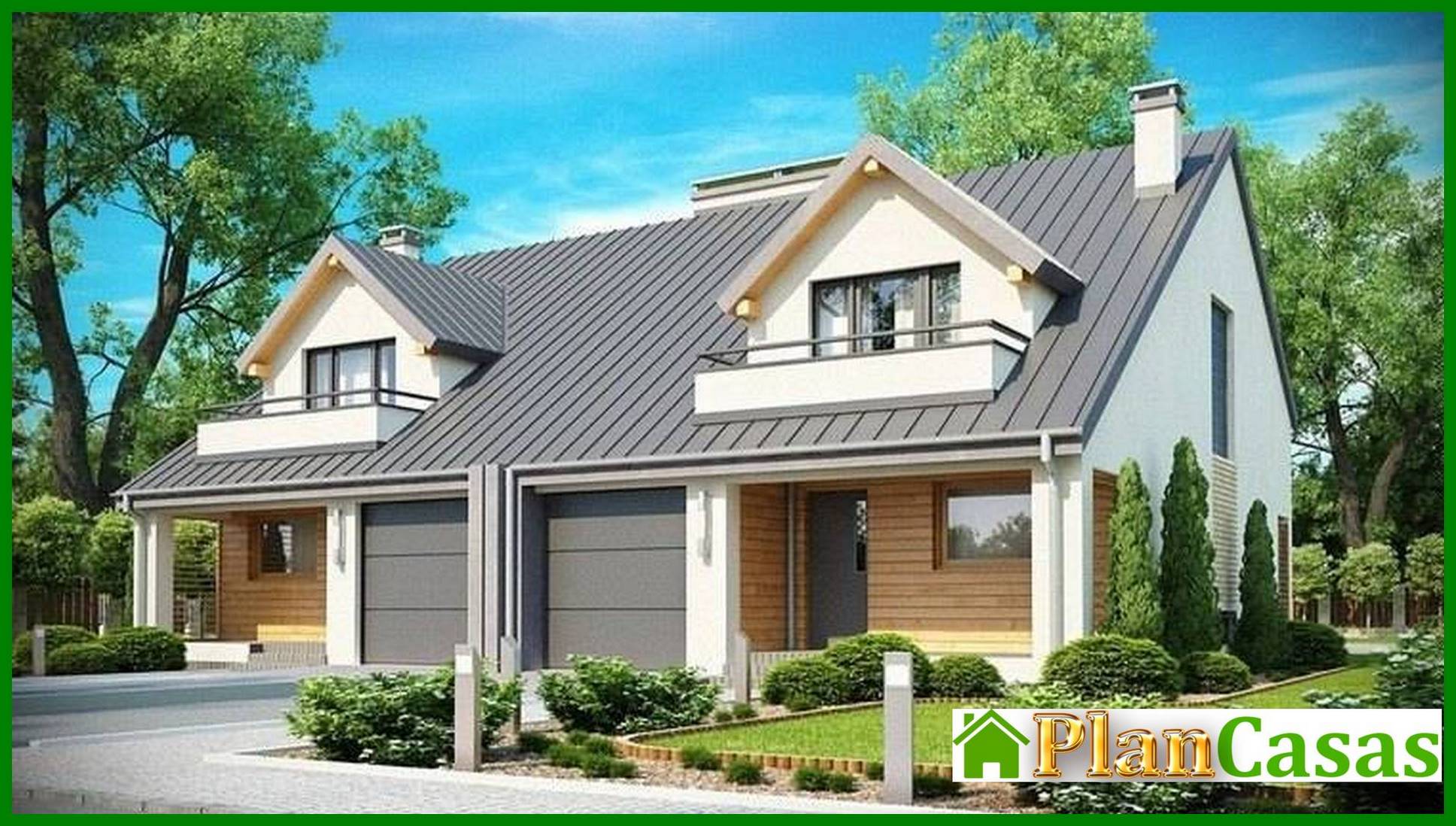 The project of an inexpensive cottage for two families house plan