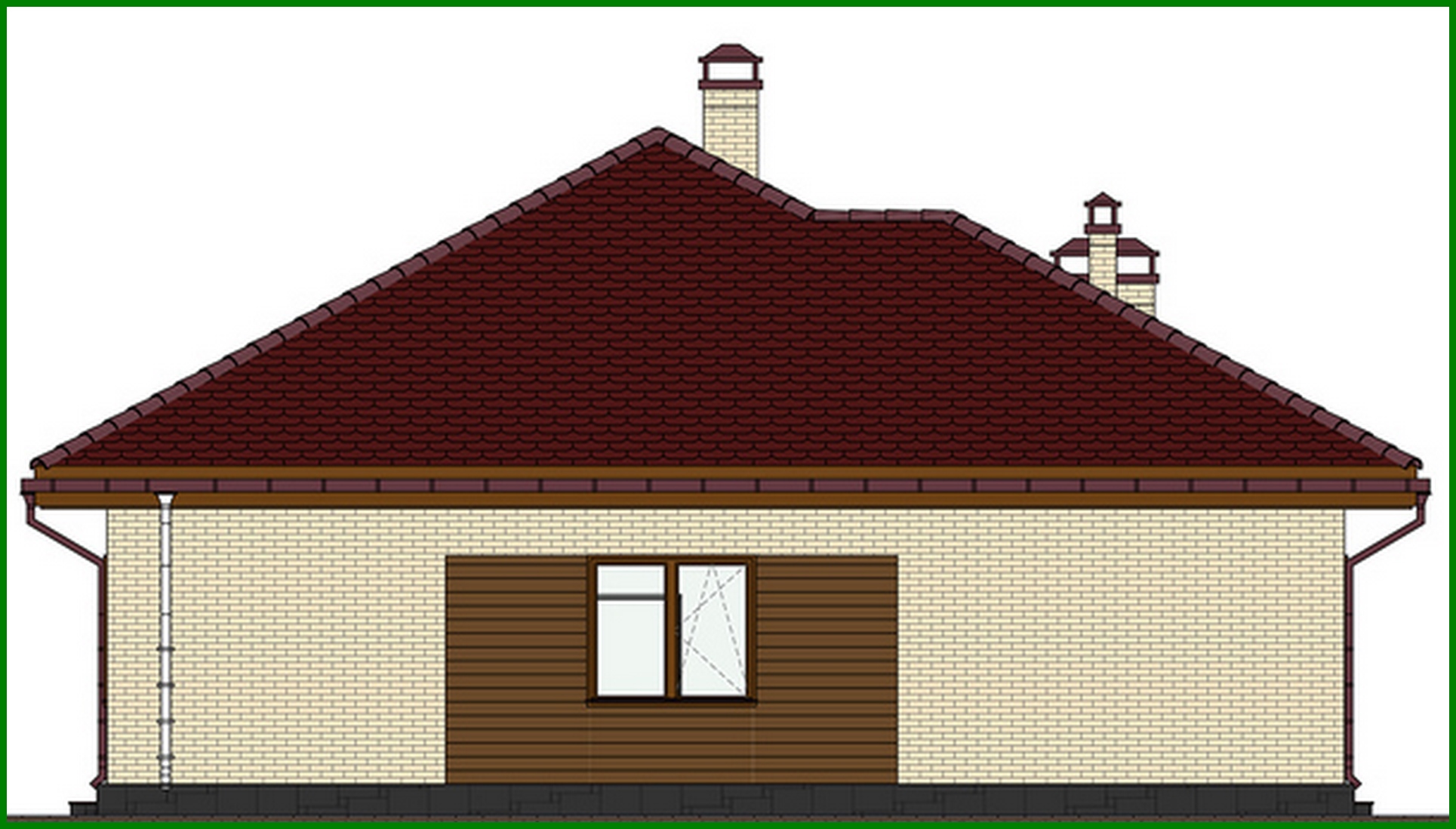 Visualization gallery - Project of a beautiful cottage decorated with bricks and two bedrooms, a large wardrobe