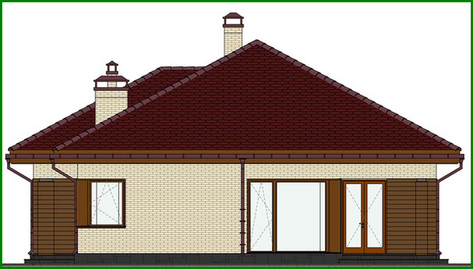 Visualization gallery - Project of a beautiful cottage decorated with bricks and two bedrooms, a large wardrobe
