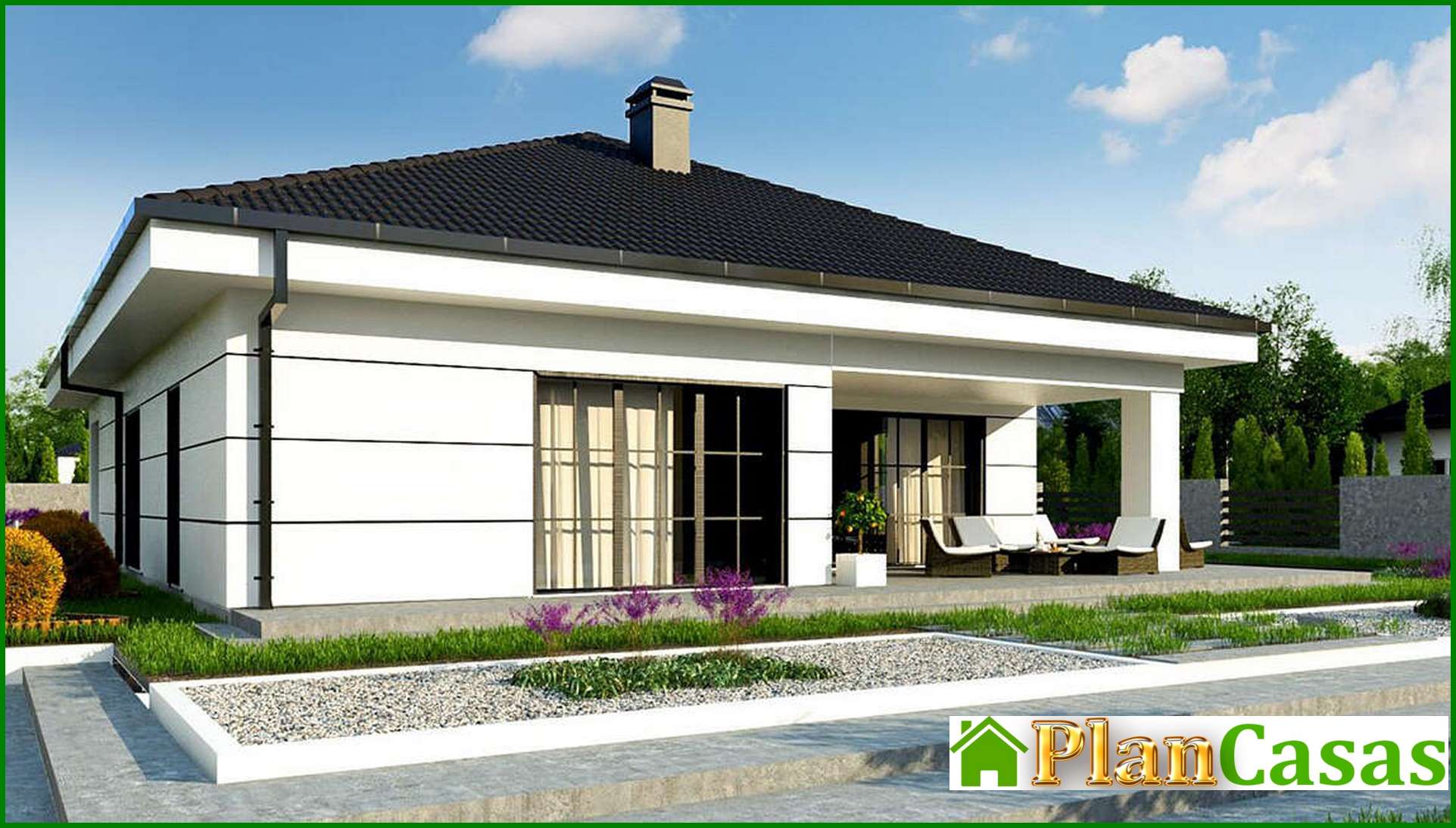 Visualization gallery - The project of a modern European house with a garage and two terraces with a total area of ​​164 square meters. 