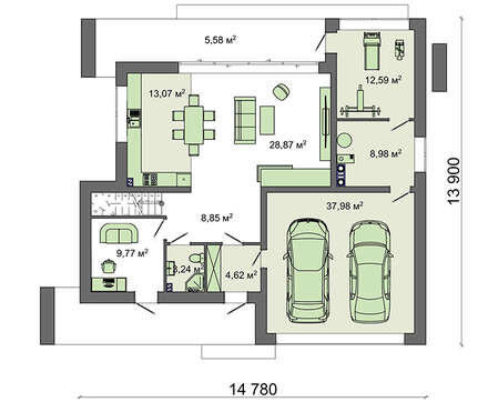 Visualization gallery - The project of a modern house of the original layout in the style of minimalism with a total area of 224 square meters. 
