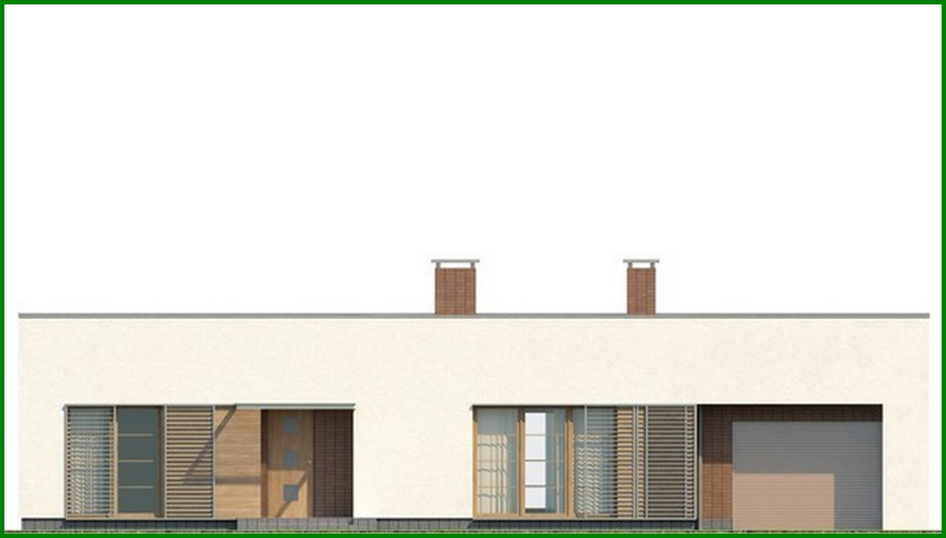 Visualization gallery - The project of a one-story house with a flat roof, with a bright functional interior and a garage