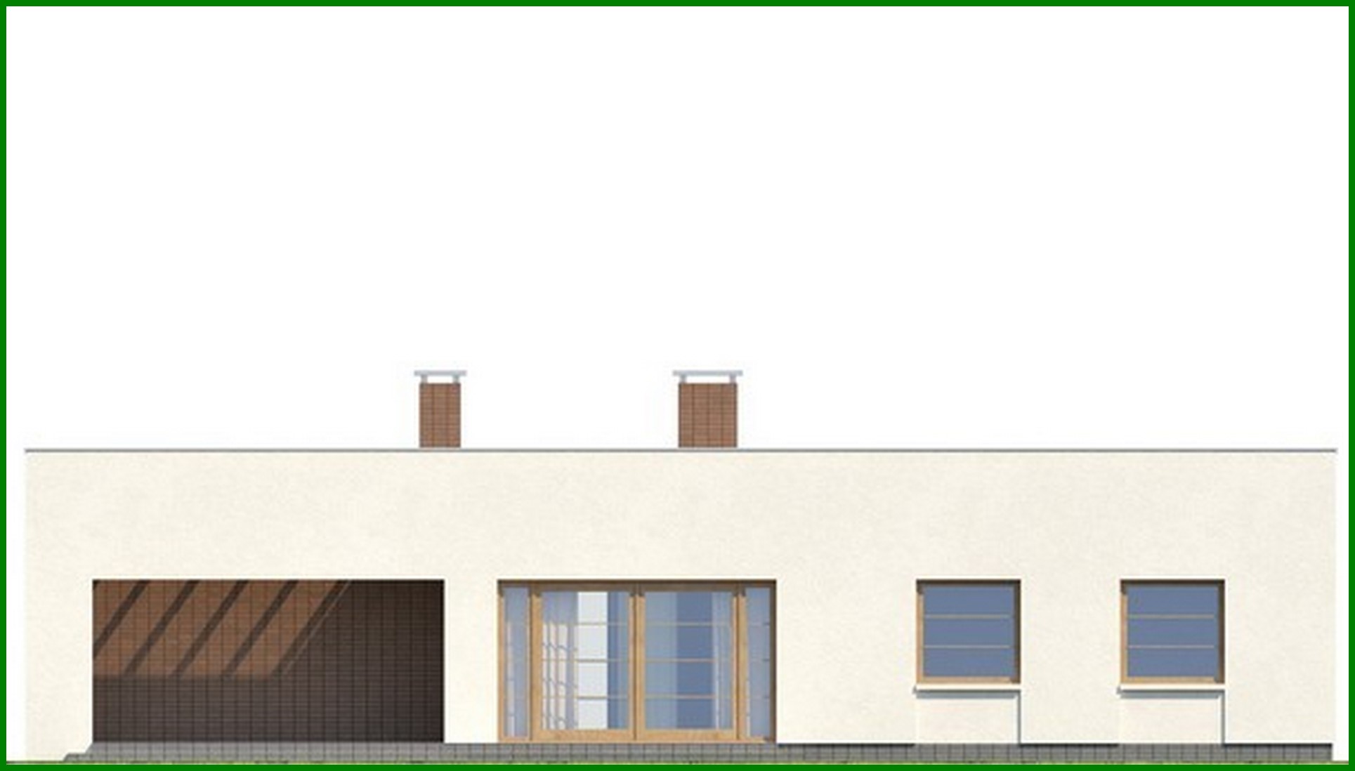 Visualization gallery - The project of a one-story house with a flat roof, with a bright functional interior and a garage