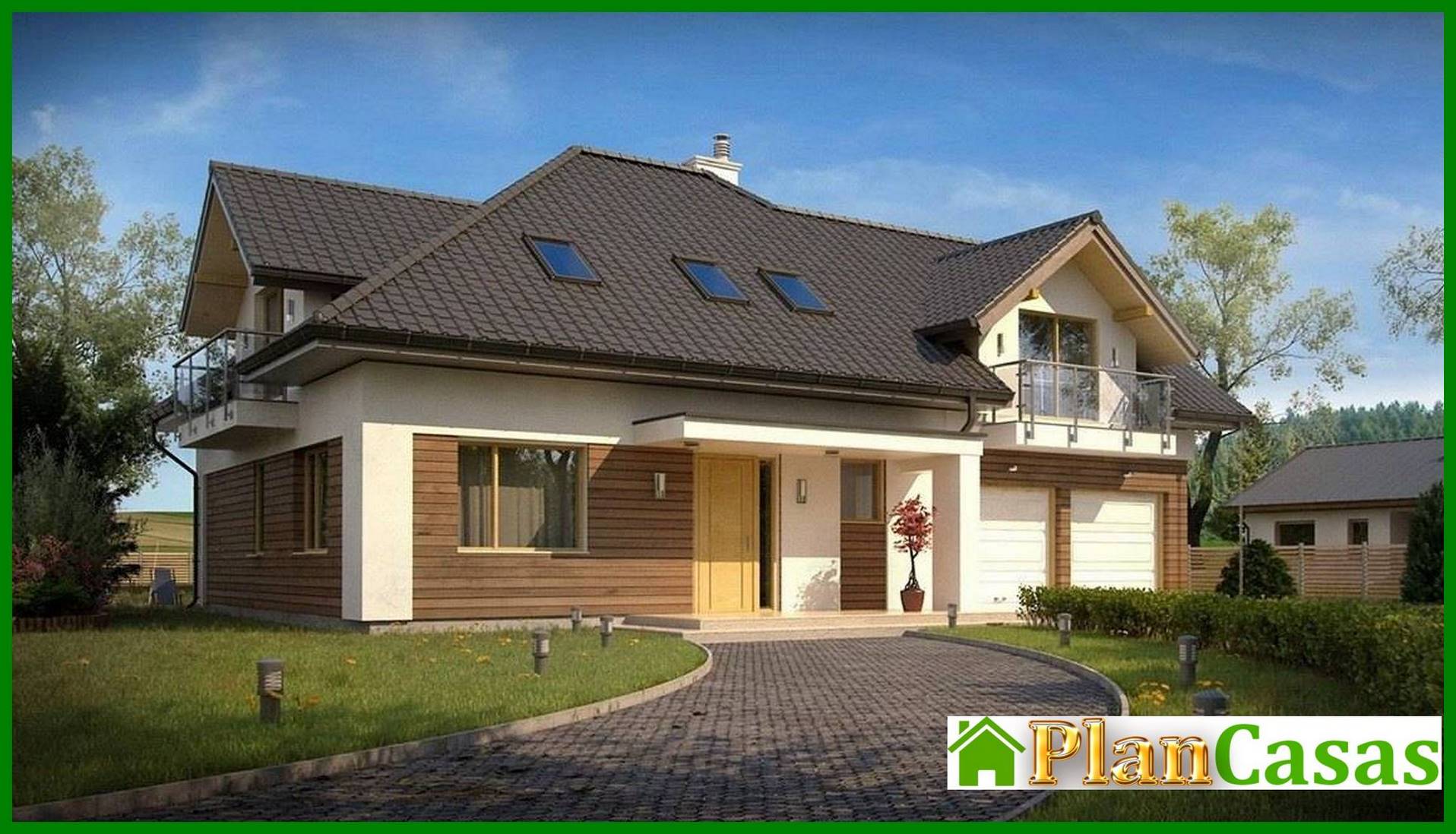 The project of a spacious house with a garage for two cars house plan