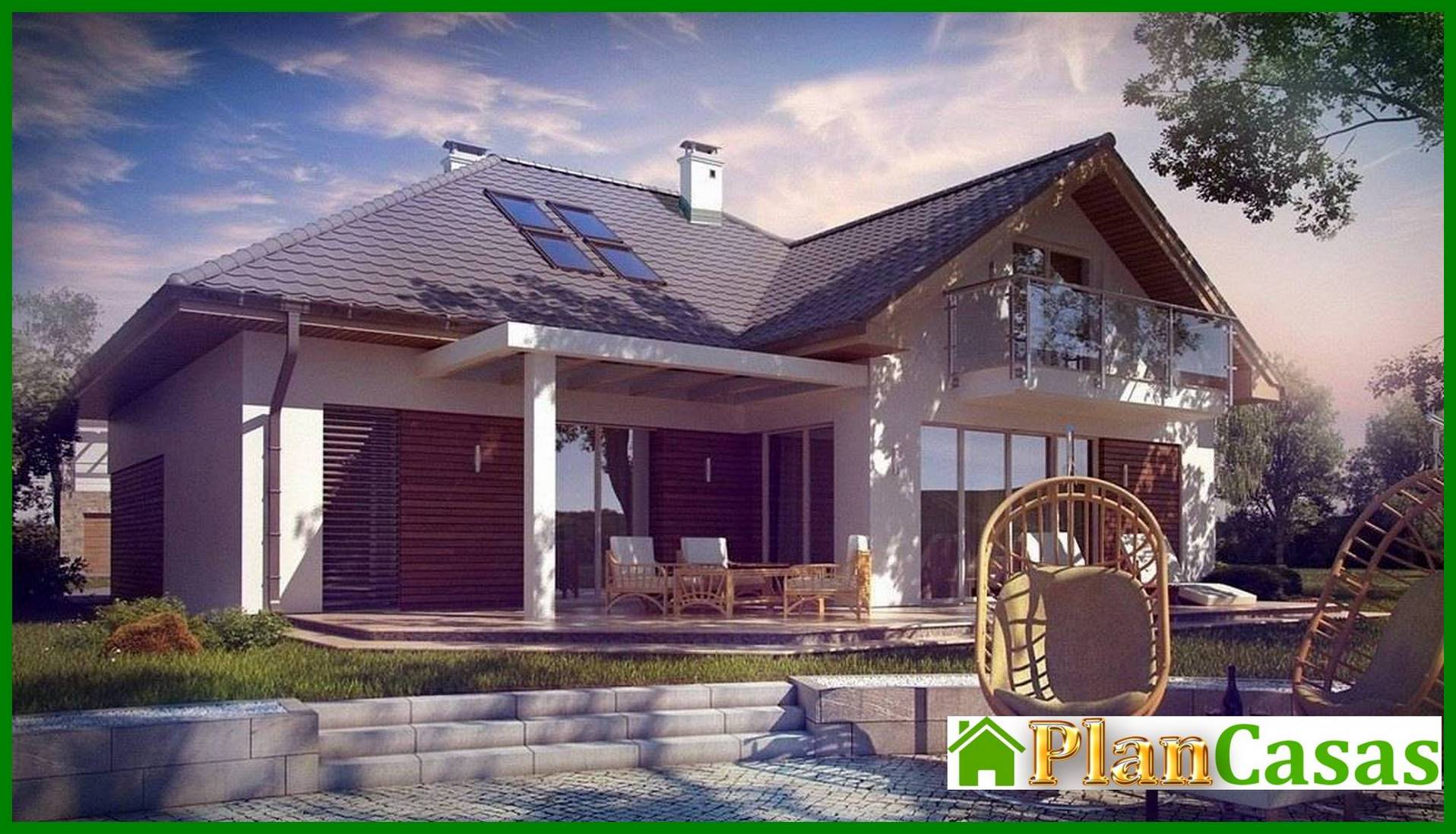 Visualization gallery - The project of a classic house with a garage and a beautiful attic