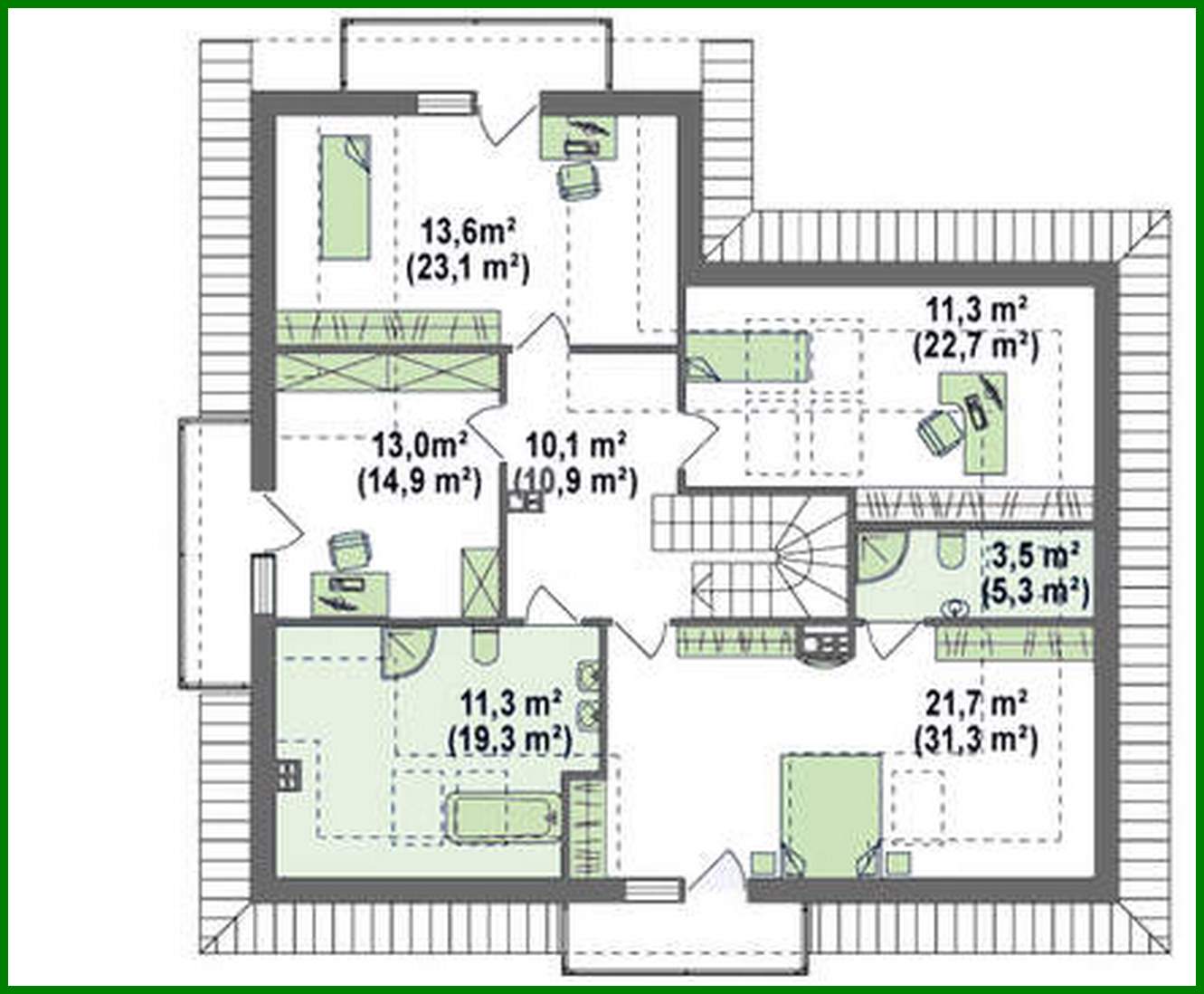 Visualization gallery - The project of a classic house with a garage and a beautiful attic