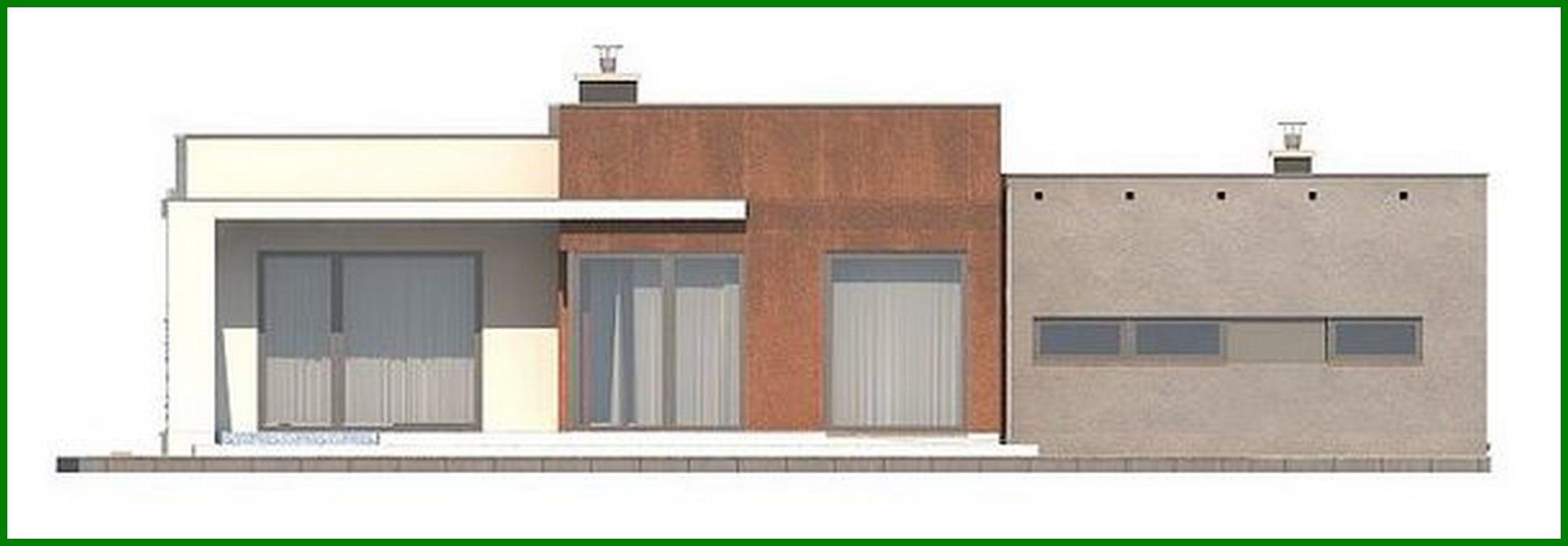 Visualization gallery - Project of a modern house with a flat roof and a garage for two cars