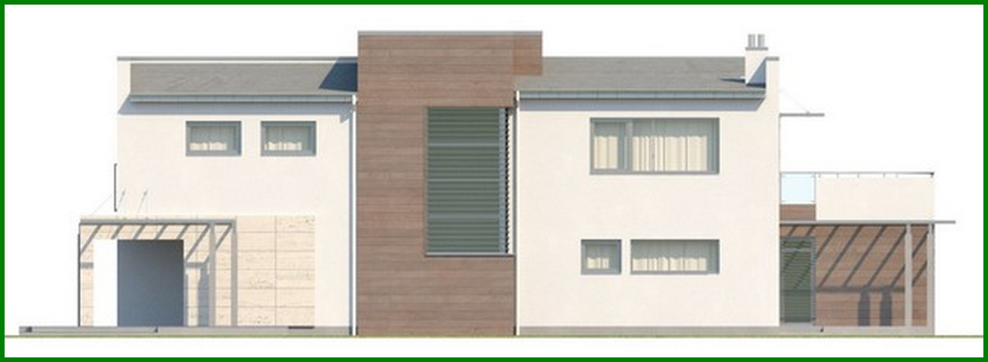 Visualization gallery - The project of a cottage with a garage for two cars