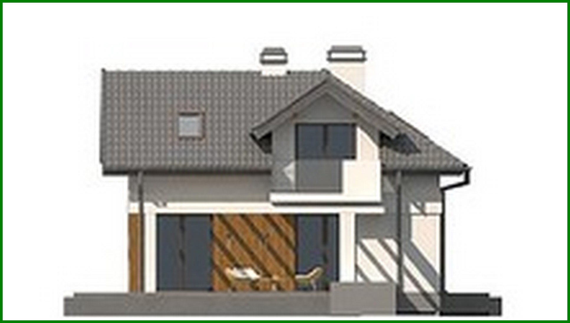 Visualization gallery - Project of a house with an attic and an additional room on the ground floor