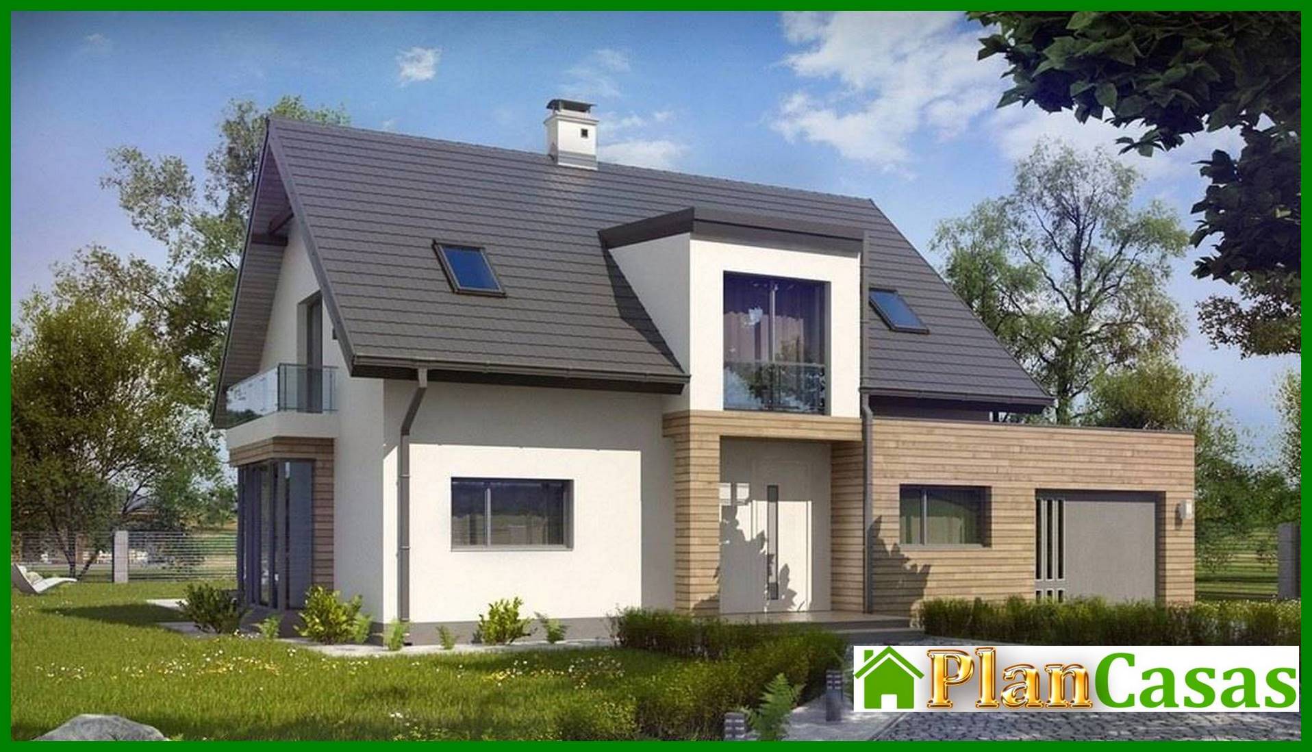 Visualization gallery - Cottage project with an original attic and garage