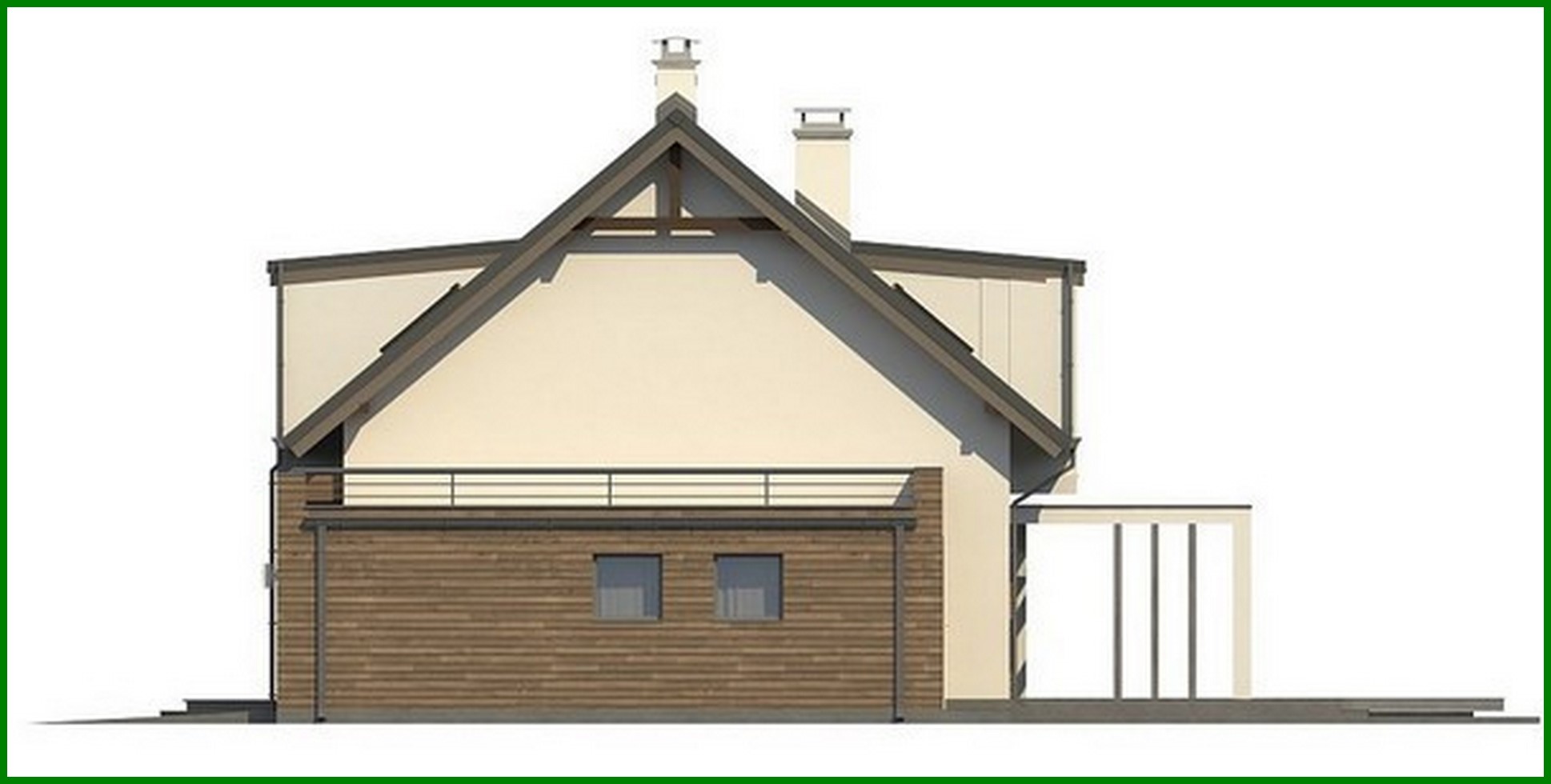 Visualization gallery - Cottage project with an original attic and garage