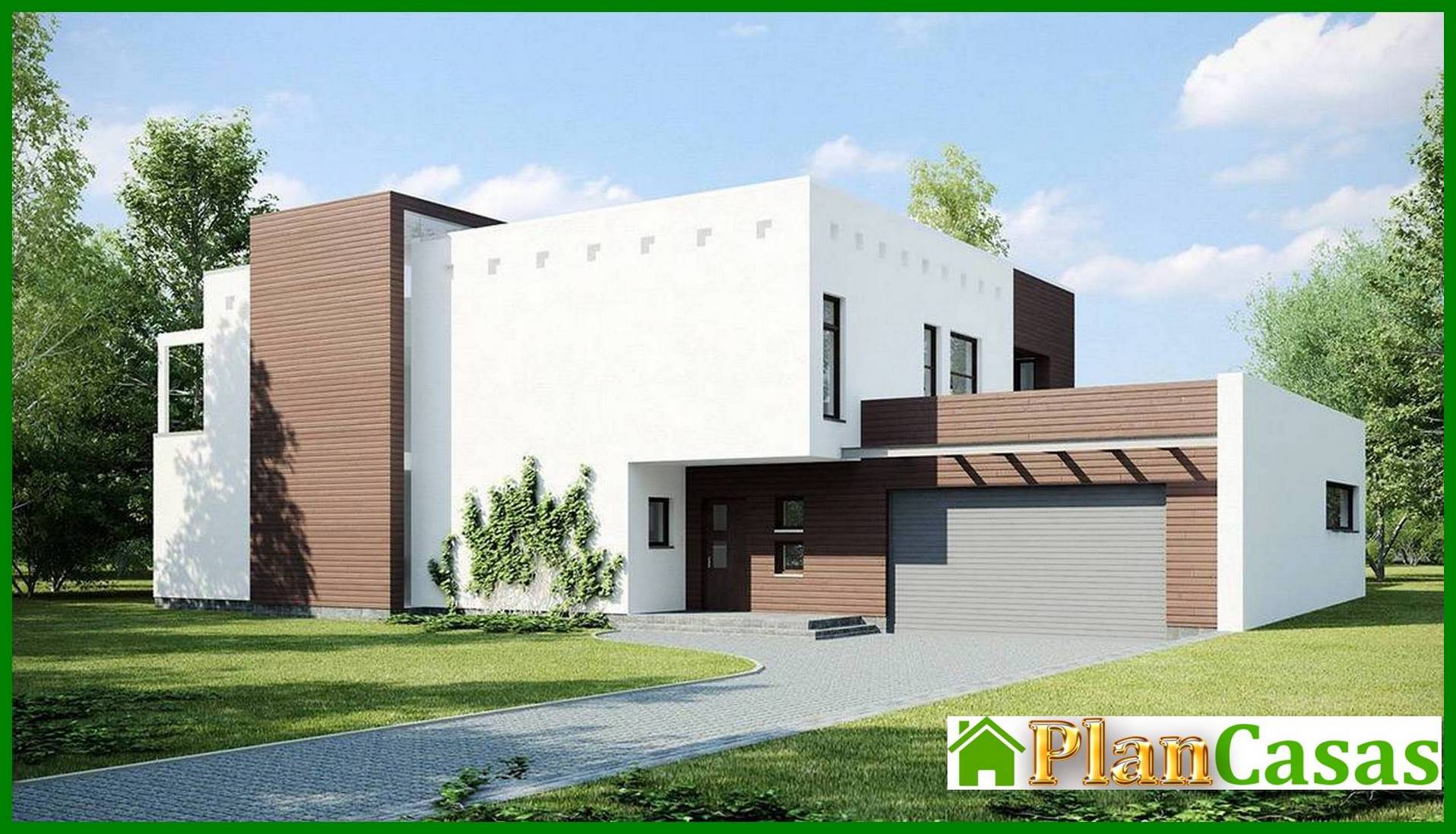 Visualization gallery - Design of a modern cottage with a spacious terrace above the garage