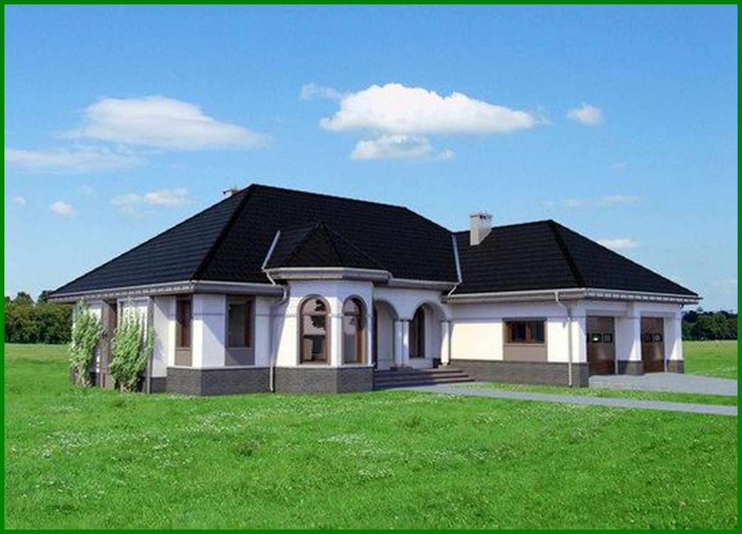 Visualization gallery - Beautiful one-story house with an interesting facade