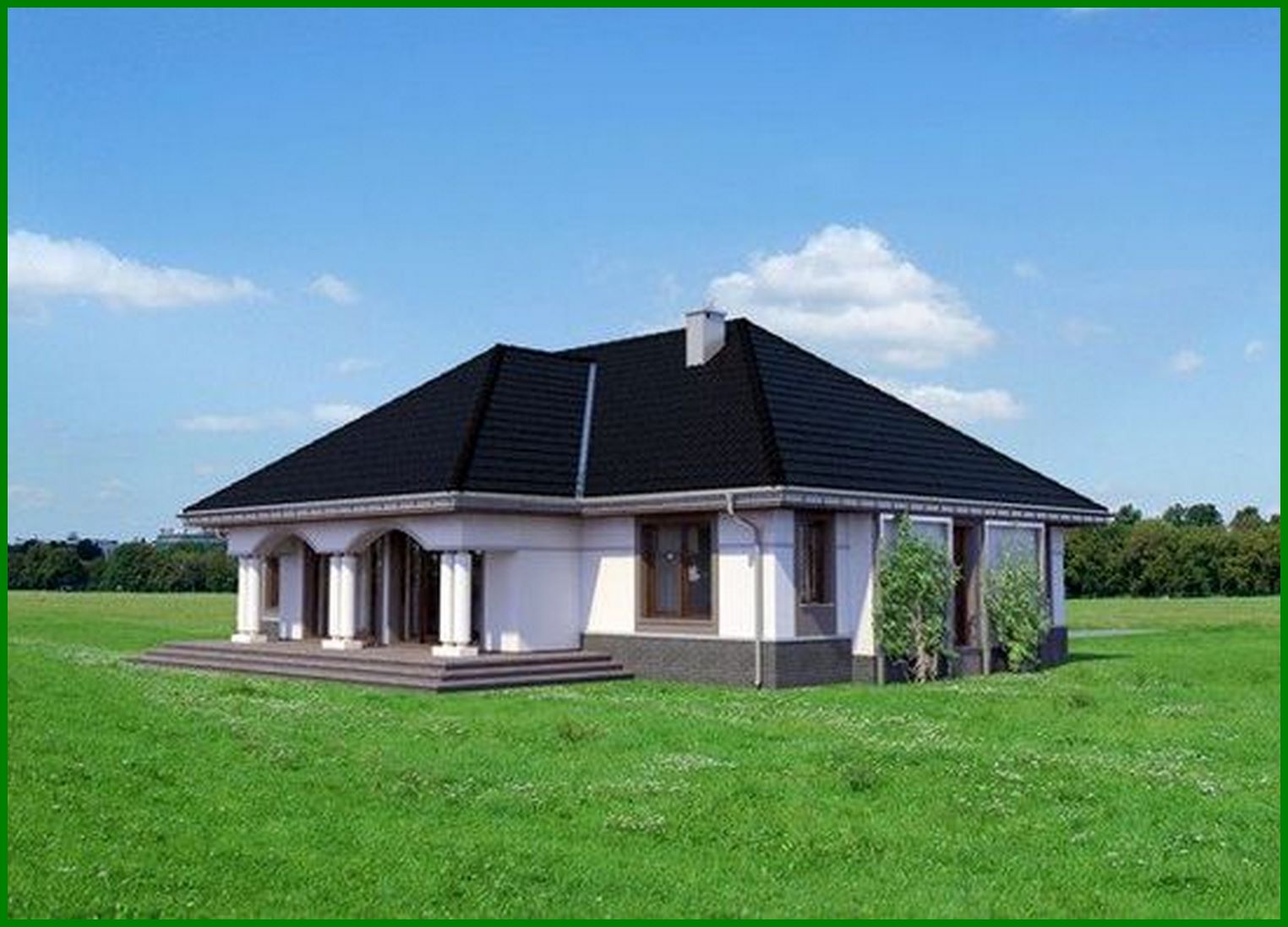 Visualization gallery - Beautiful one-story house with an interesting facade