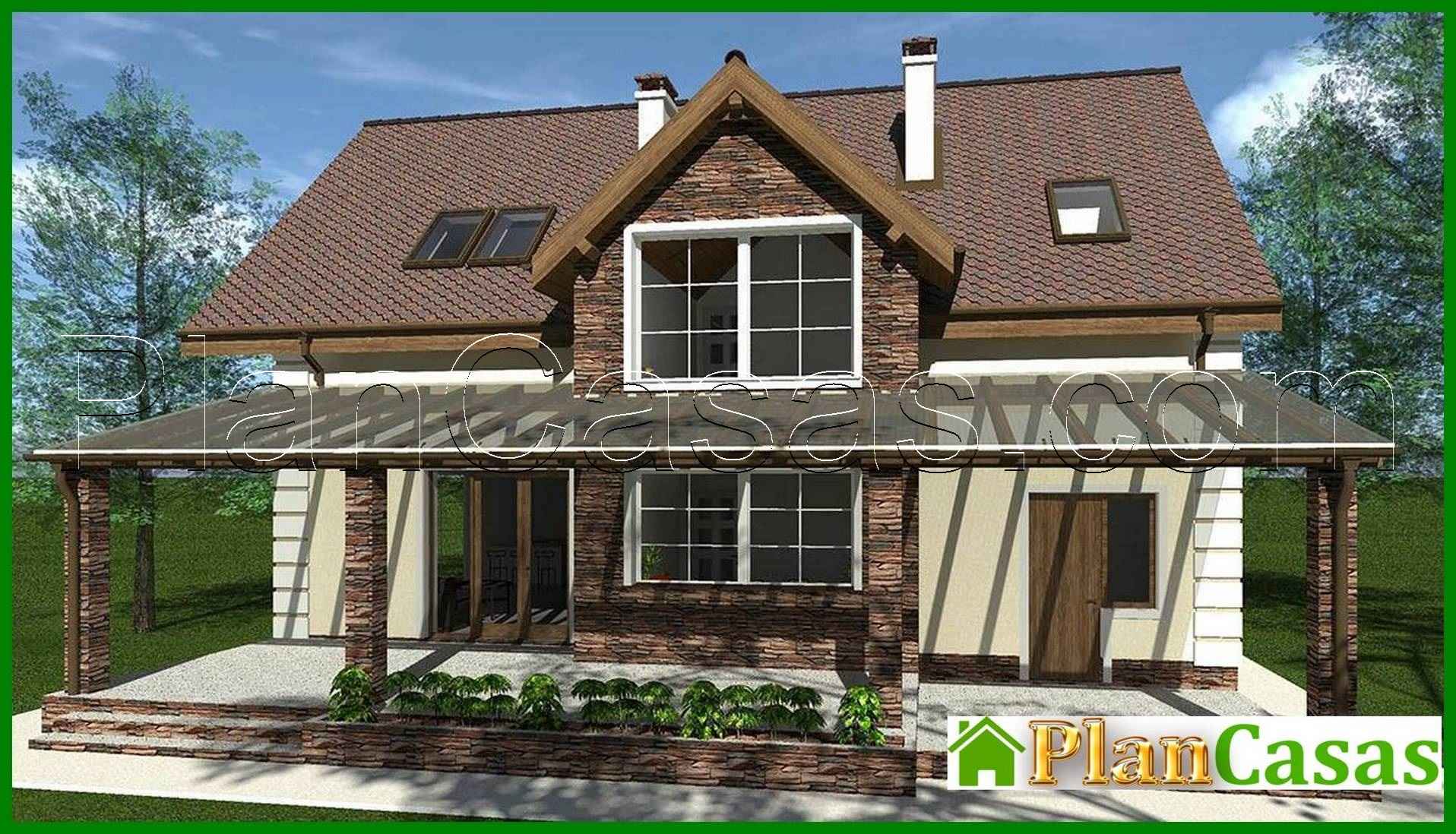 Visualization gallery - The project of a chic country house with a bay window and beautiful balconies