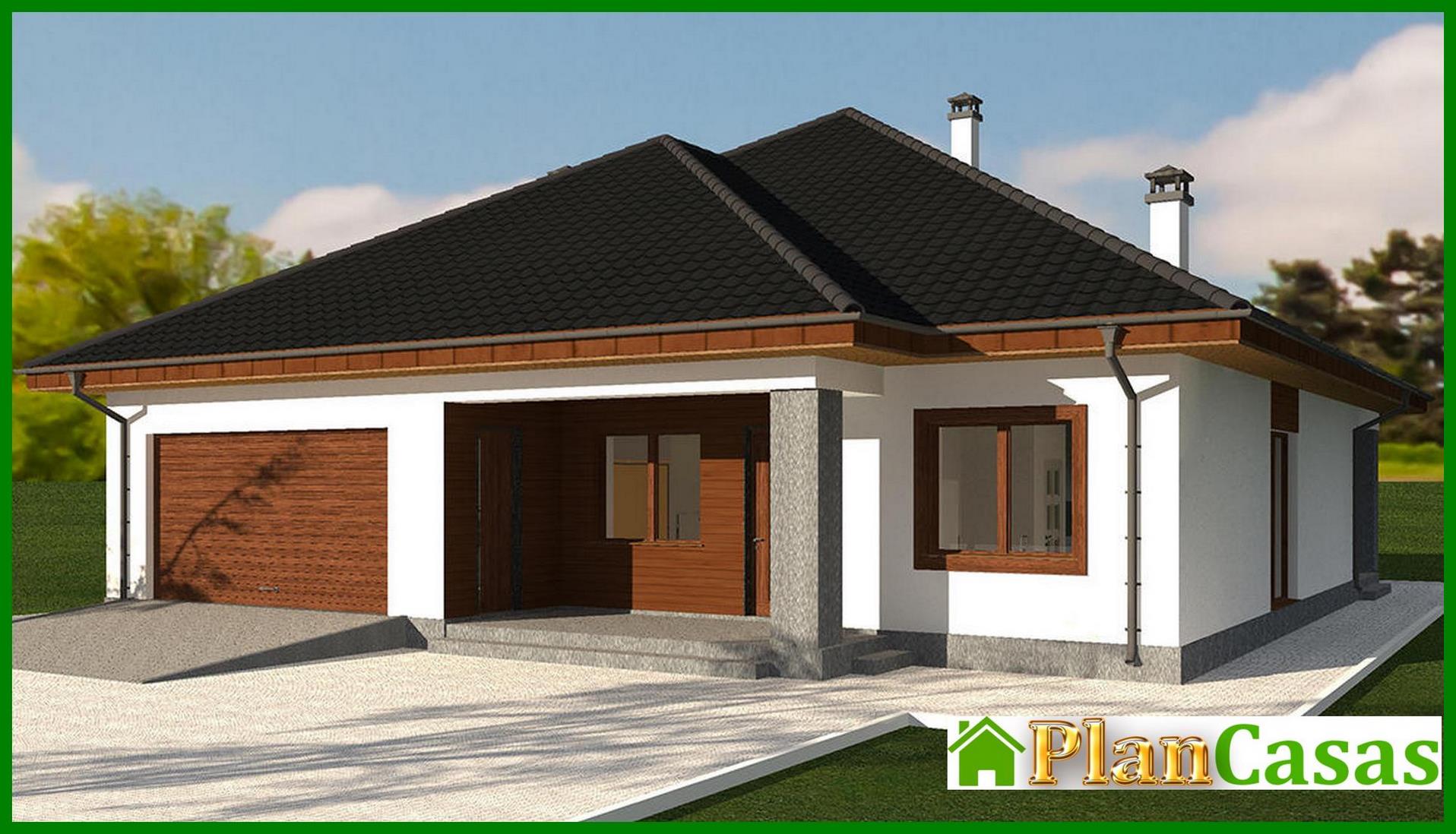 The project of an elegant one-story house with a spacious garage house plan