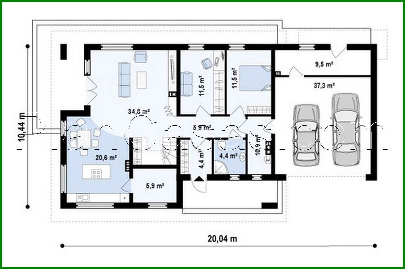 Visualization gallery - Cottage project with built-in garage and 2 bedrooms