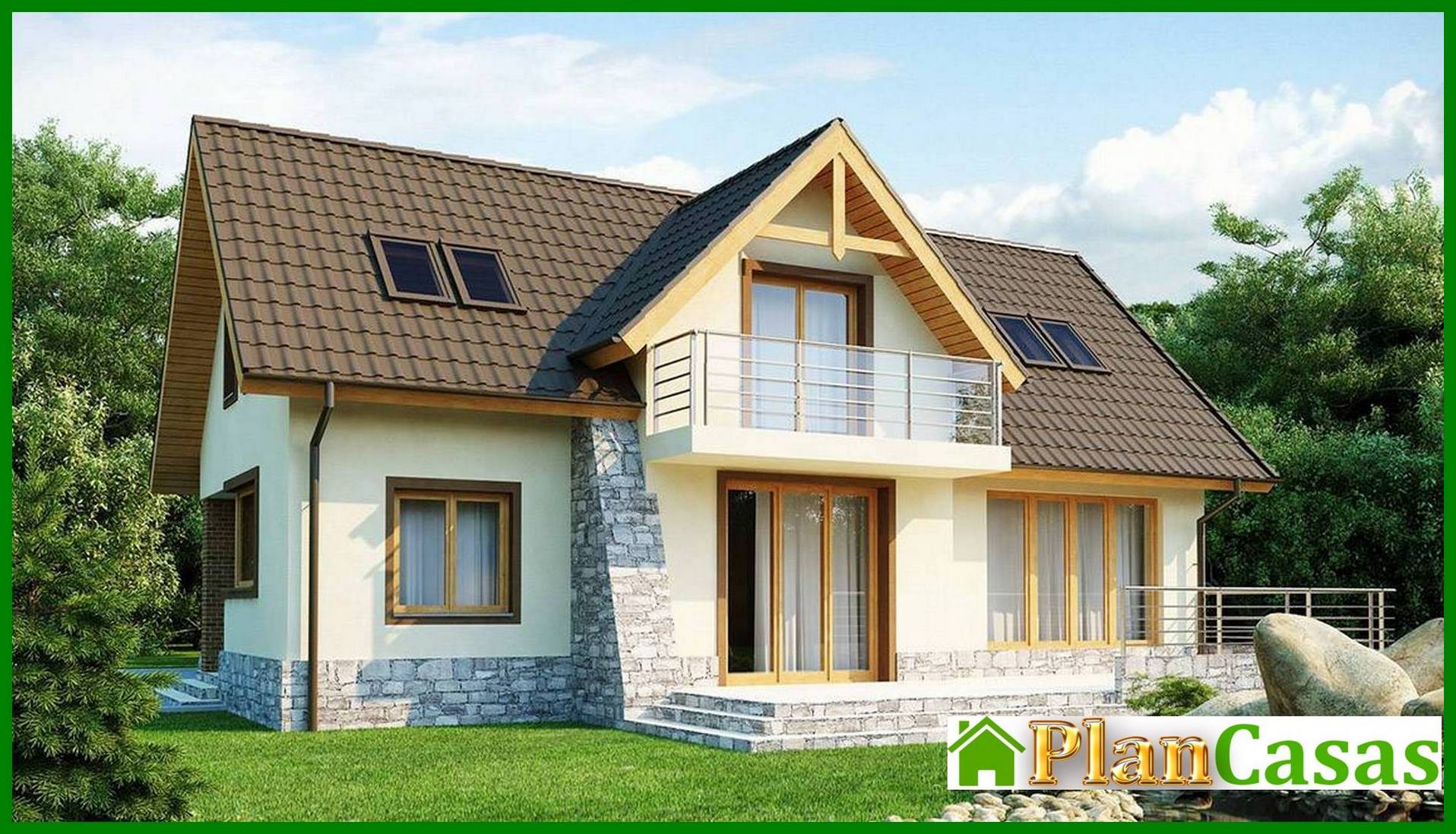 House project with a garage for two cars and a terrace house plan