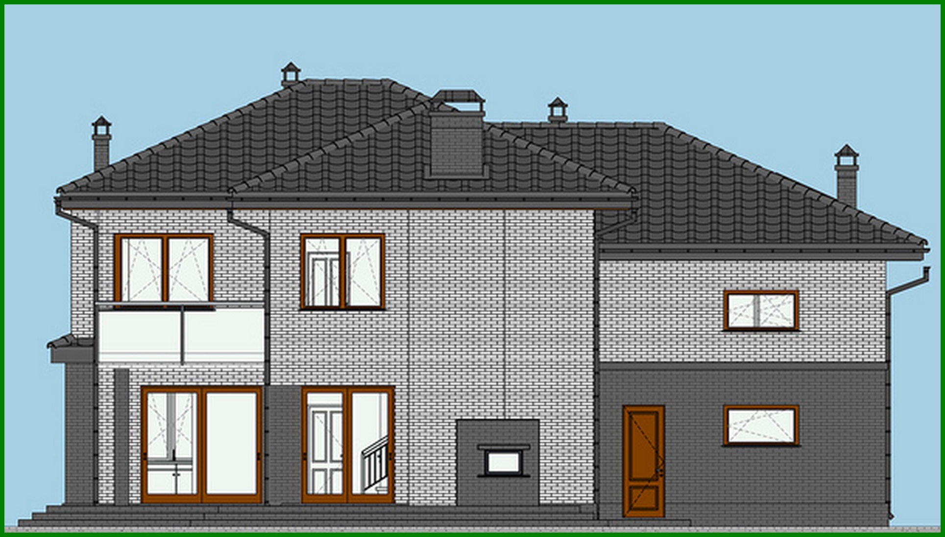 Visualization gallery - Plan of a two-story house with a garage for 2 cars