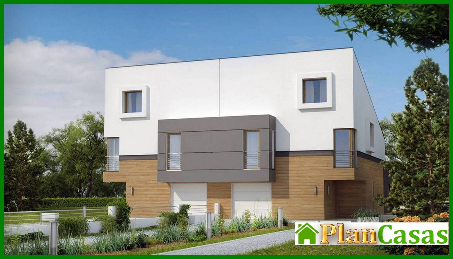 Visualization gallery - Modern stylish two-family house with spacious balconies on the second floor