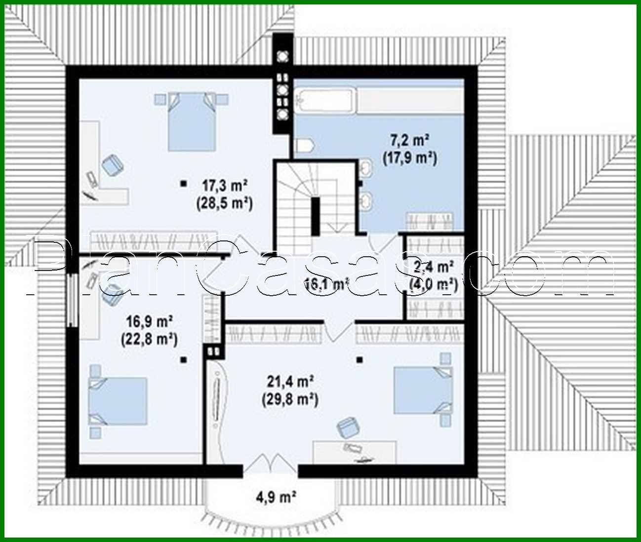 Visualization gallery - Project of a classic house with an attic and a balcony