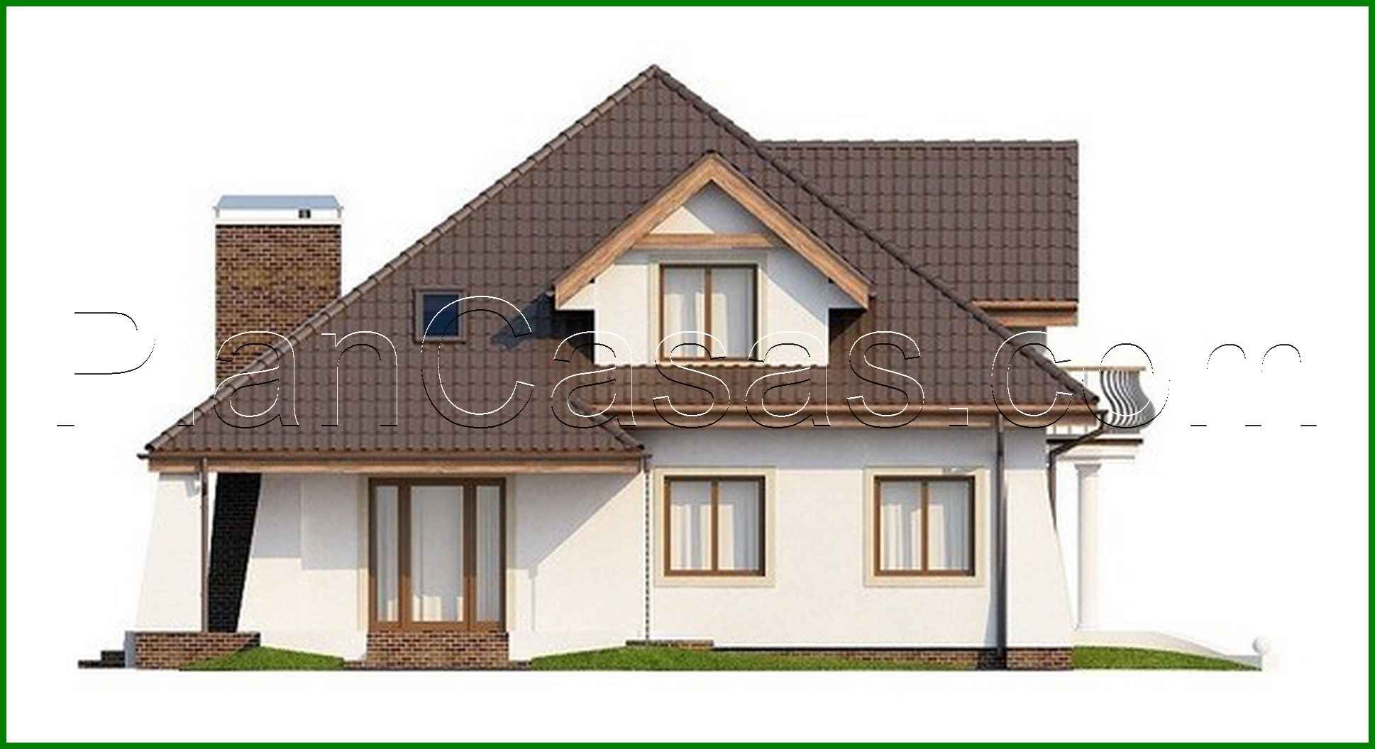 Visualization gallery - Project of a classic house with an attic and a balcony