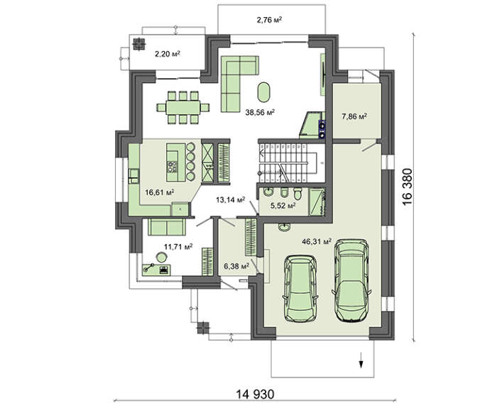 Visualization gallery - The project of a two-story brick house with an area of 262 square meters with modern balconies