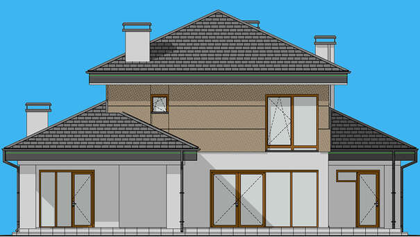 Visualization gallery - The project of a two-story house for a large family with an area of 188 square meters with four bedrooms