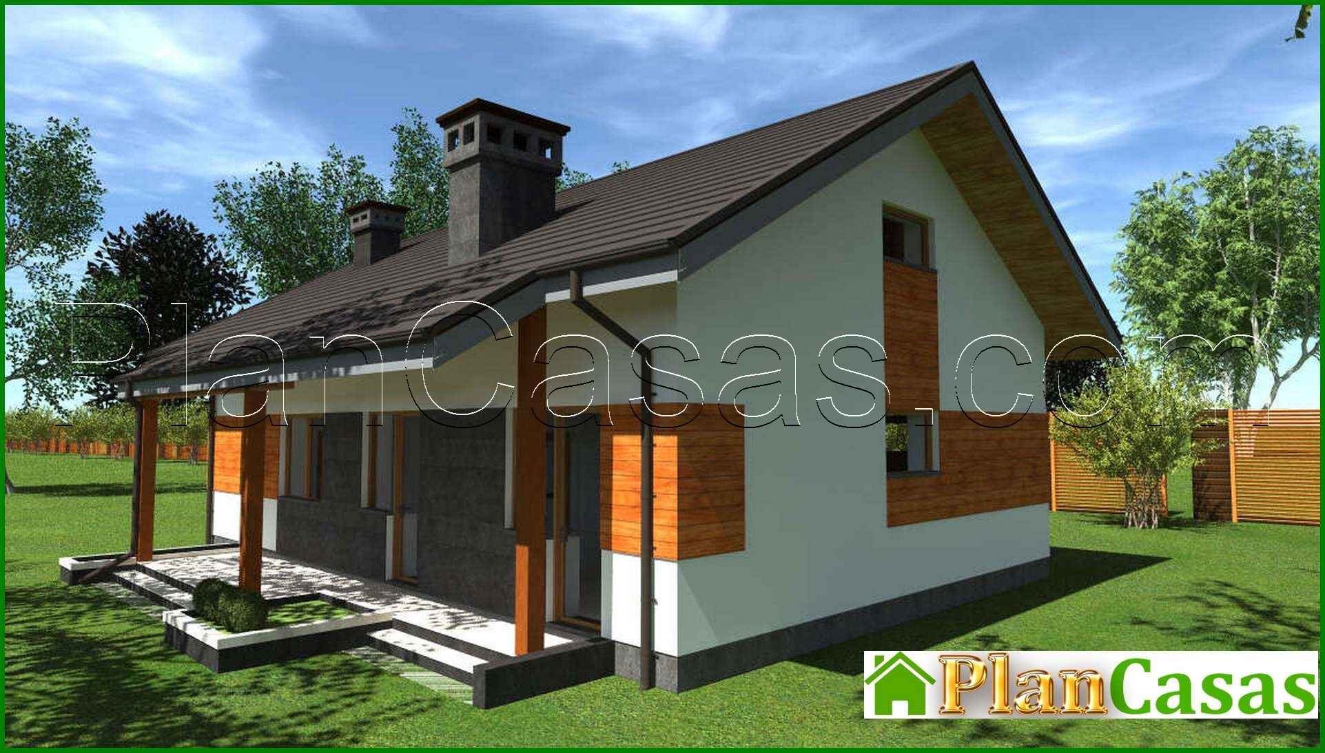 The project of a single-storey house in the European style with an area of 98 square meters with garage house plan