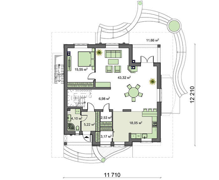 Visualization gallery - The project of a modern cottage with an area of ​​316 square meters m with ground floor