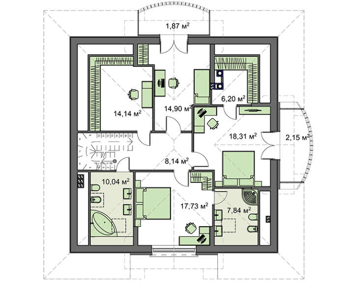 Visualization gallery - The project of a modern cottage with an area of ​​316 square meters m with ground floor