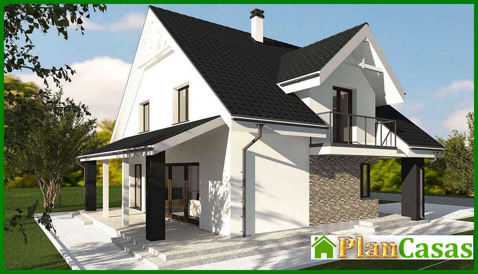 Visualization gallery - The project of a compact two-story cottage with an area of 174 square meters. m with black and white exterior