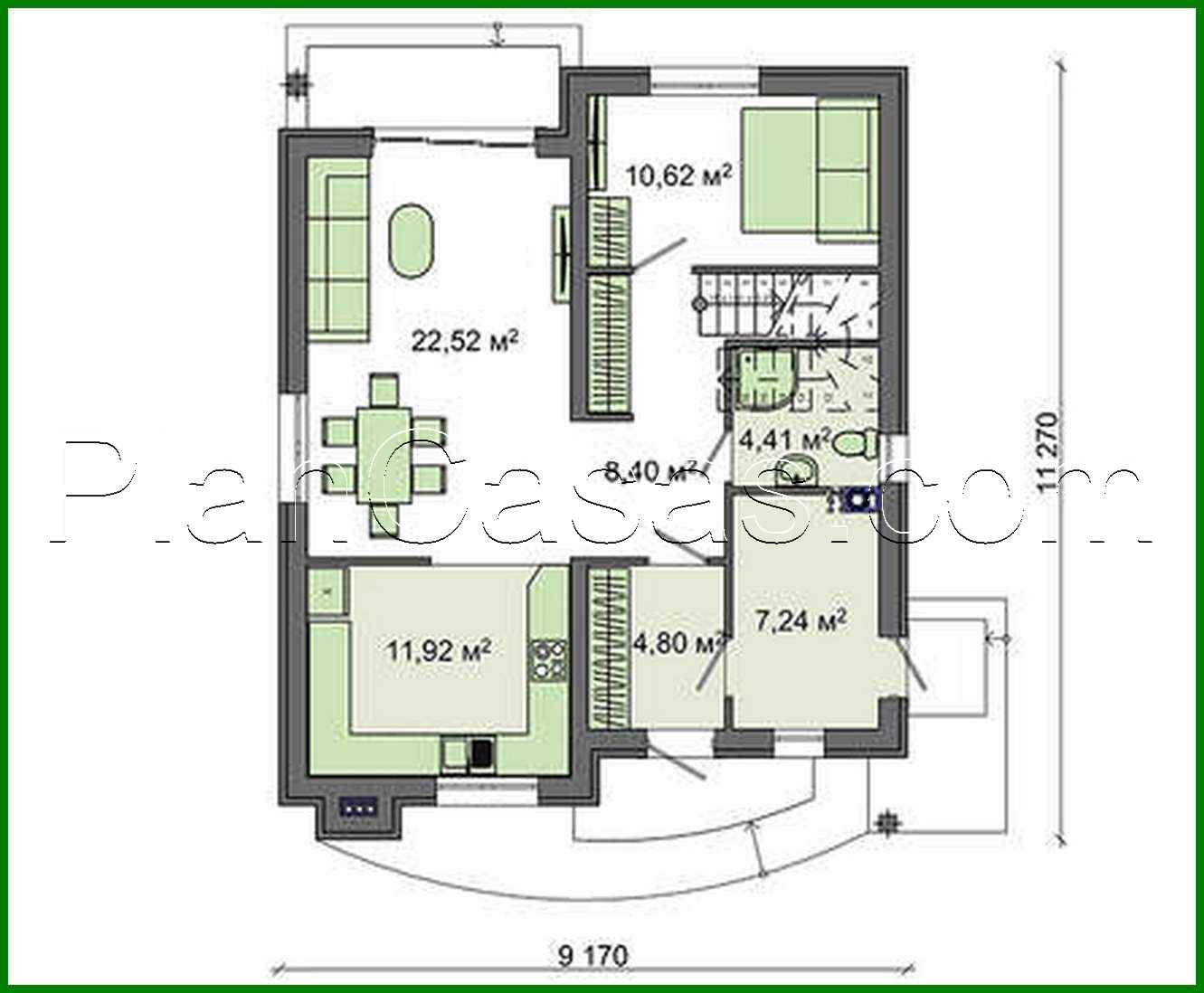 Galería de visualizaciones - Proyecto de una casa de campo de dos plantas de 135 m² con exterior colorido