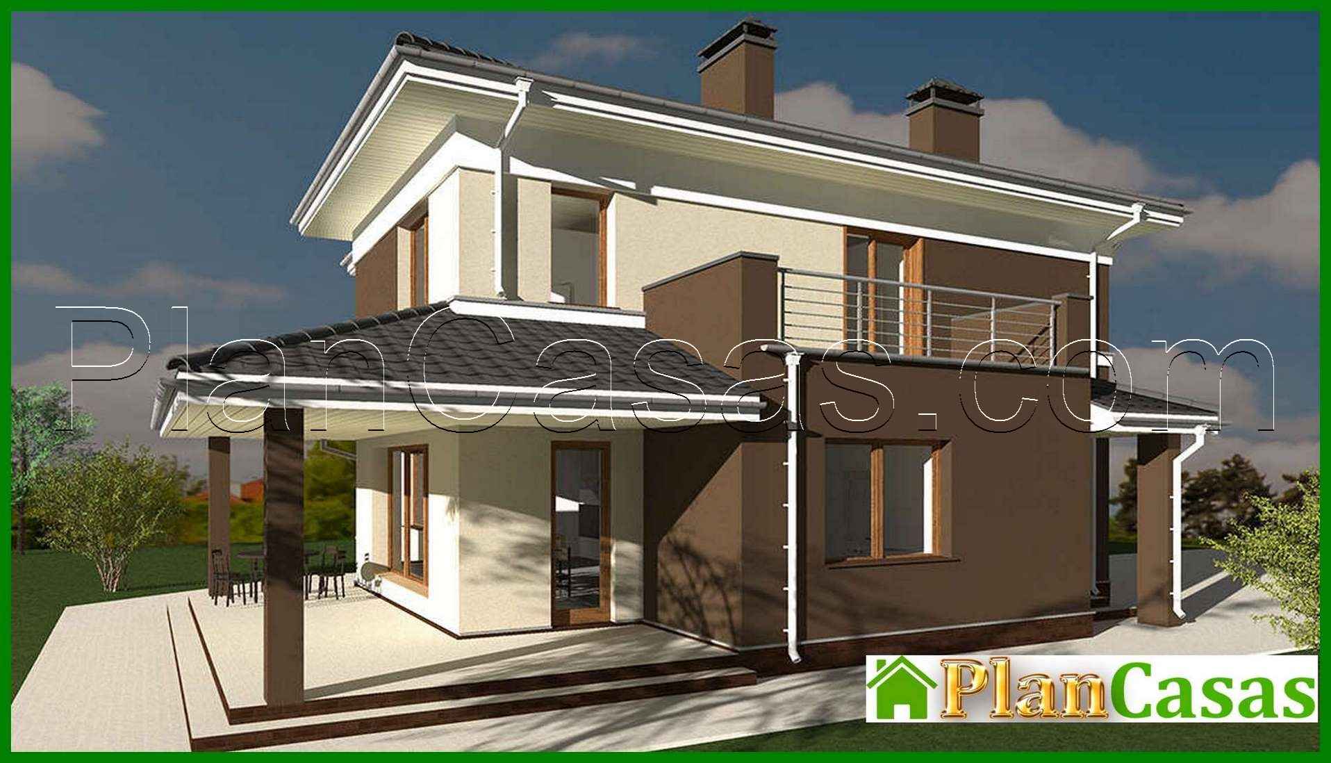 Visualization gallery - Project of a two-story cottage in white and chocolate design with a total area of 178 square meters. m