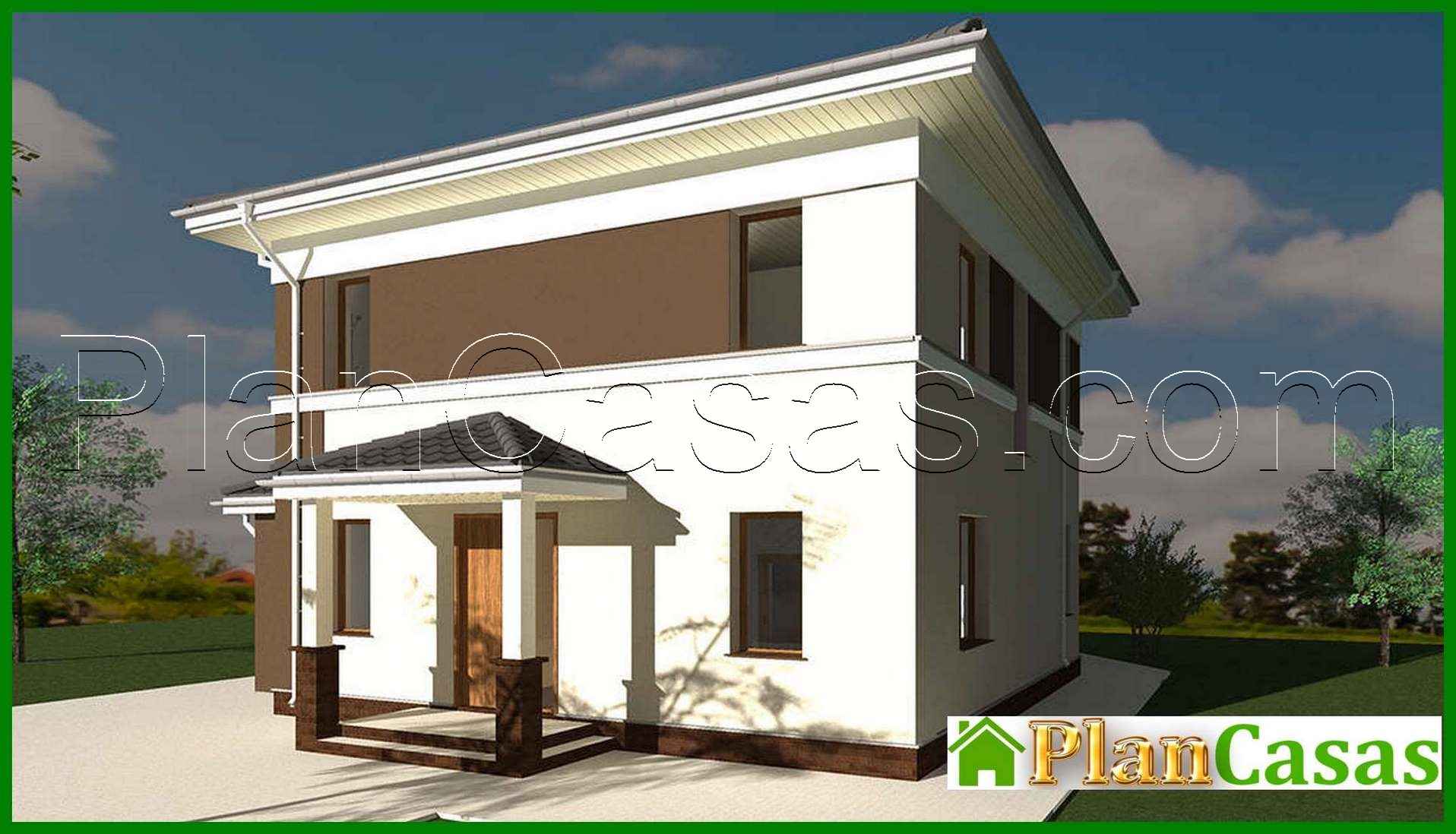 Visualization gallery - Project of a two-story cottage in white and chocolate design with a total area of 178 square meters. m