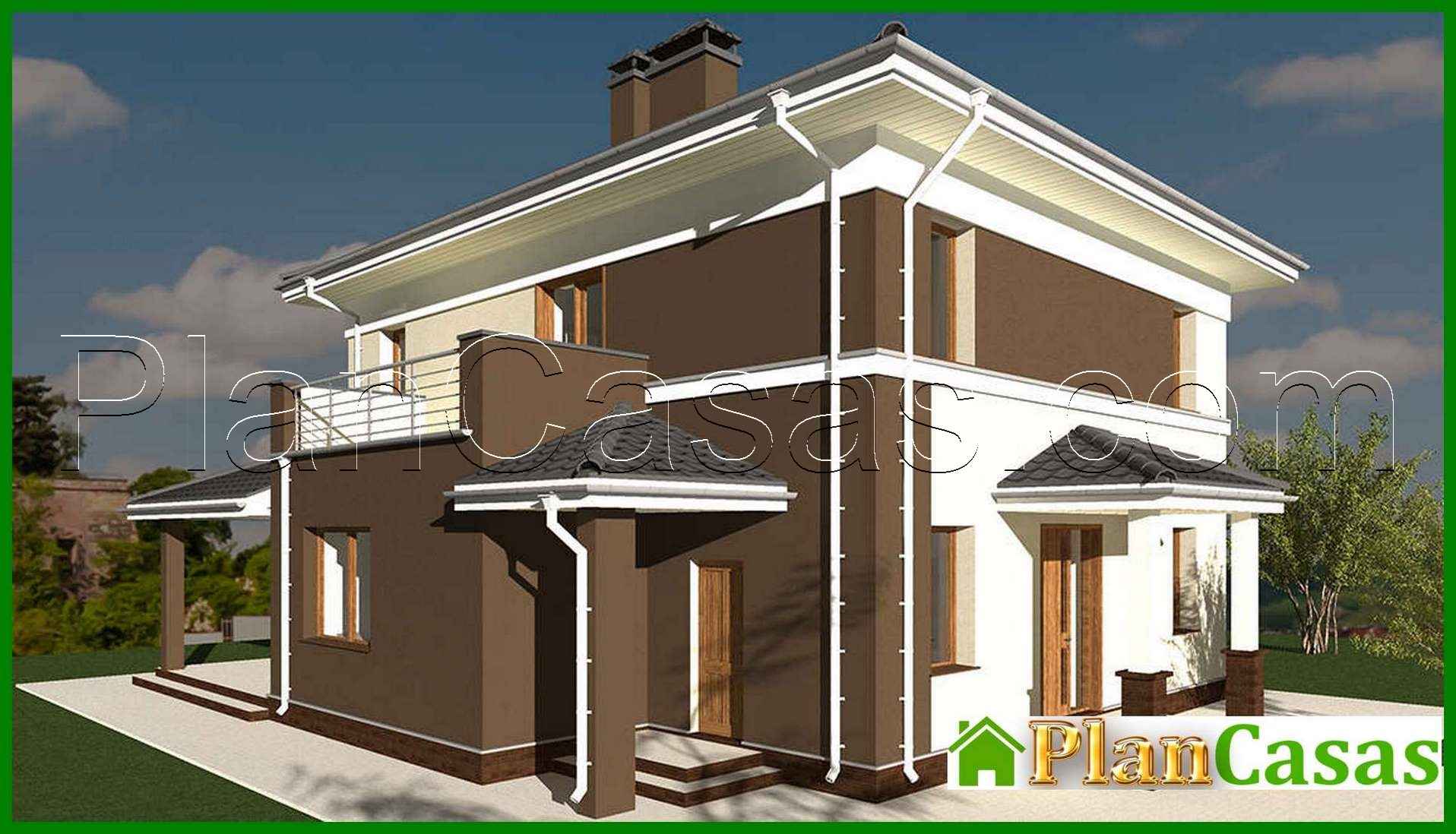 Visualization gallery - Project of a two-story cottage in white and chocolate design with a total area of 178 square meters. m