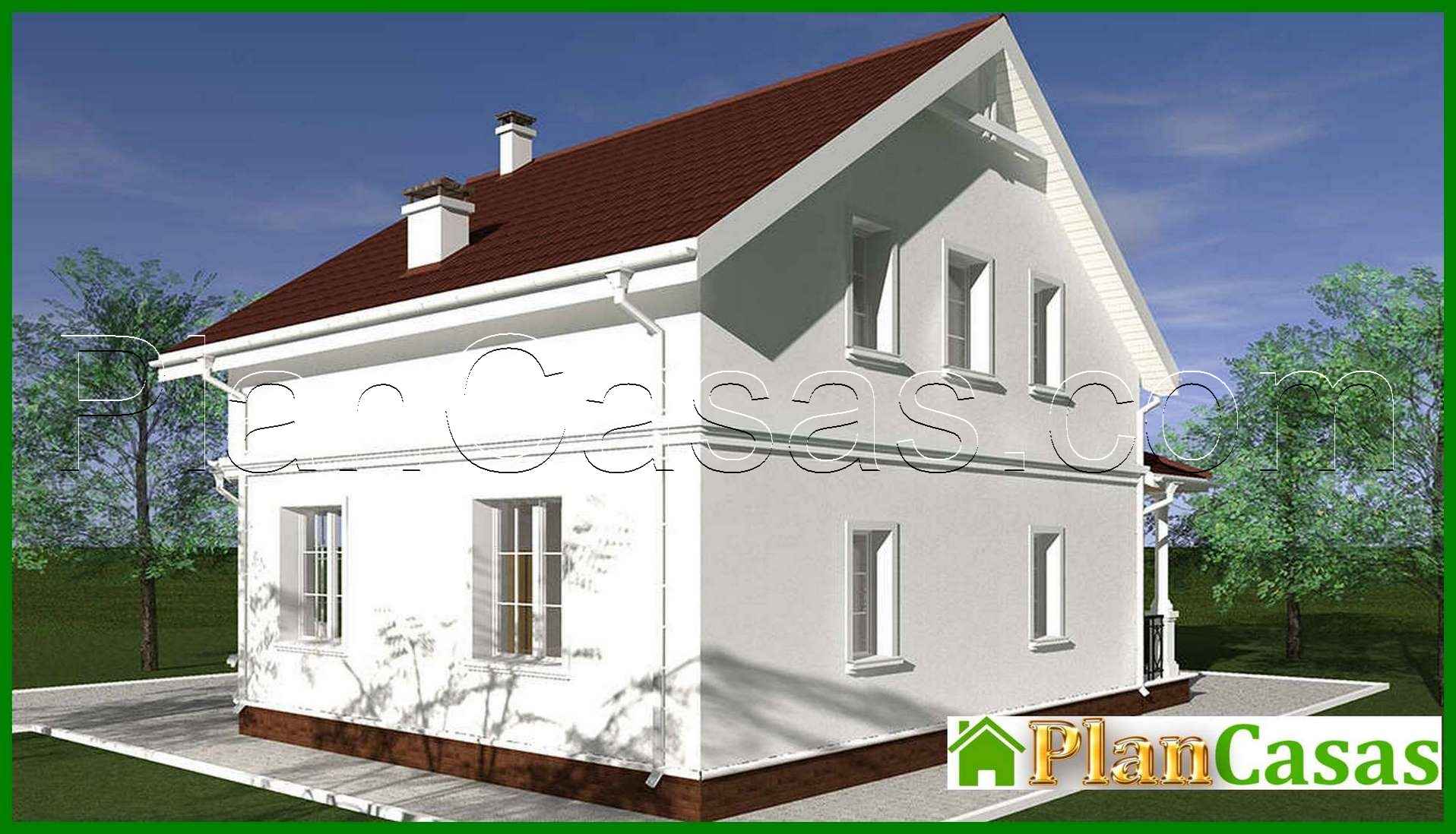Visualization gallery - The project of a snow-white house in two floors with columns and balconies with a total area of 133 square meters