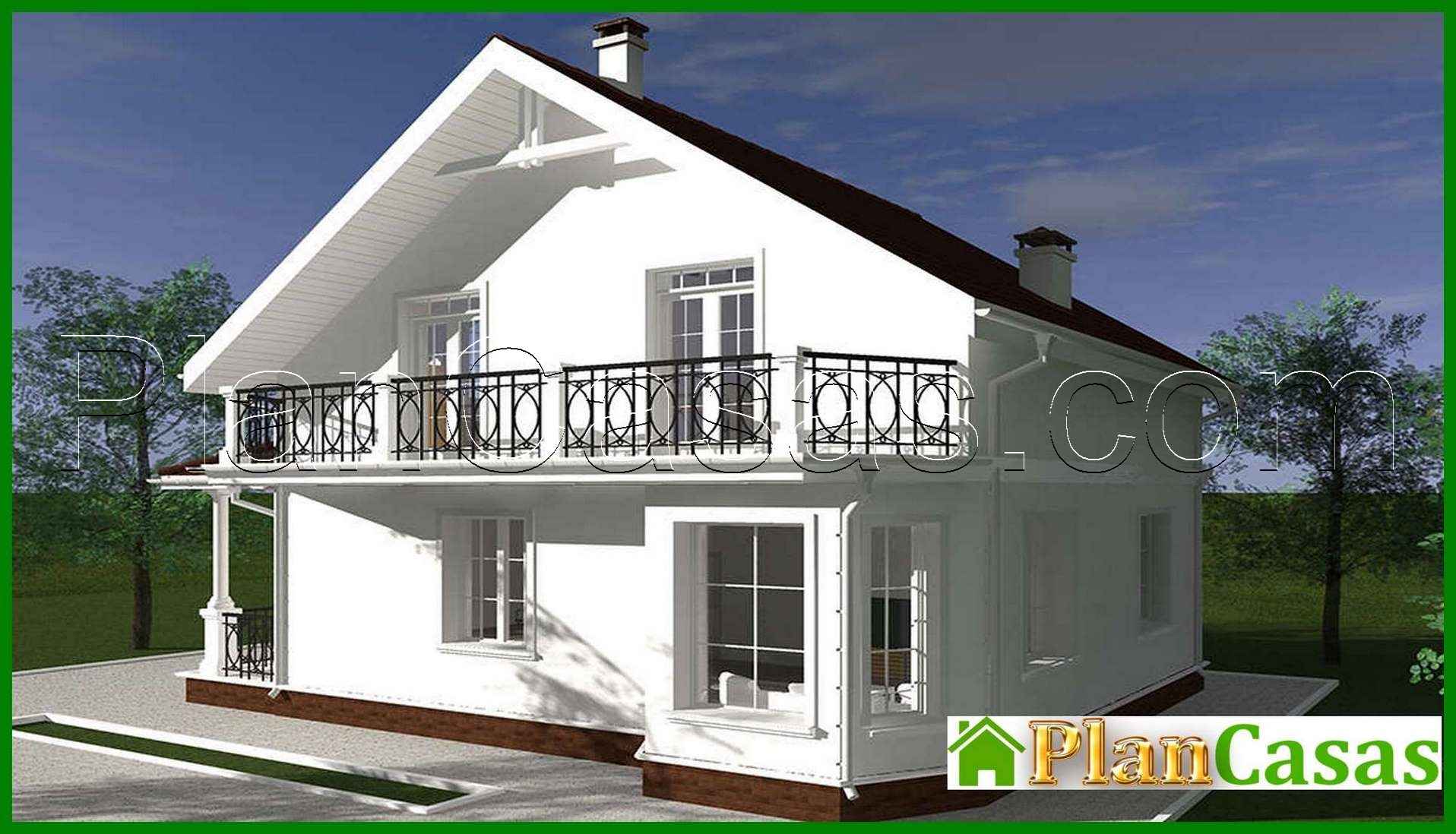 Visualization gallery - The project of a snow-white house in two floors with columns and balconies with a total area of 133 square meters