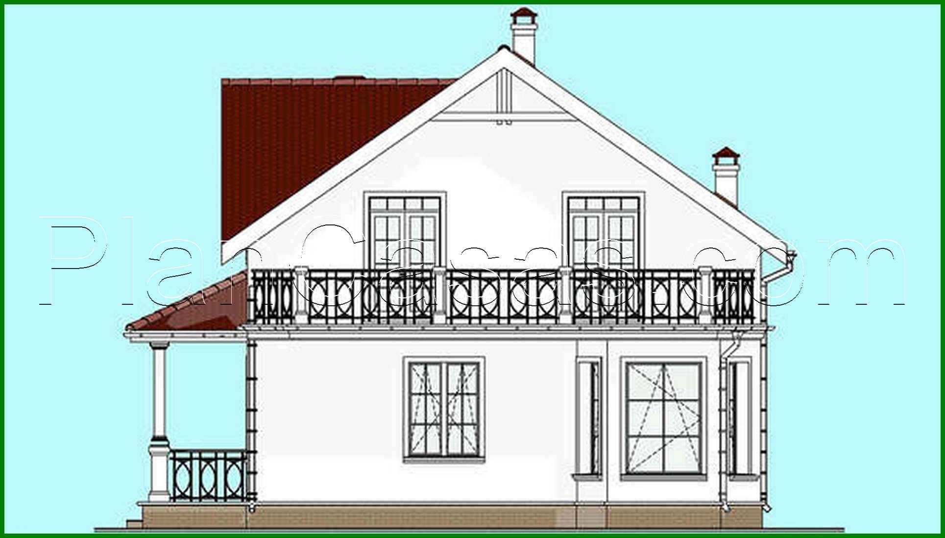 Visualization gallery - The project of a snow-white house in two floors with columns and balconies with a total area of 133 square meters
