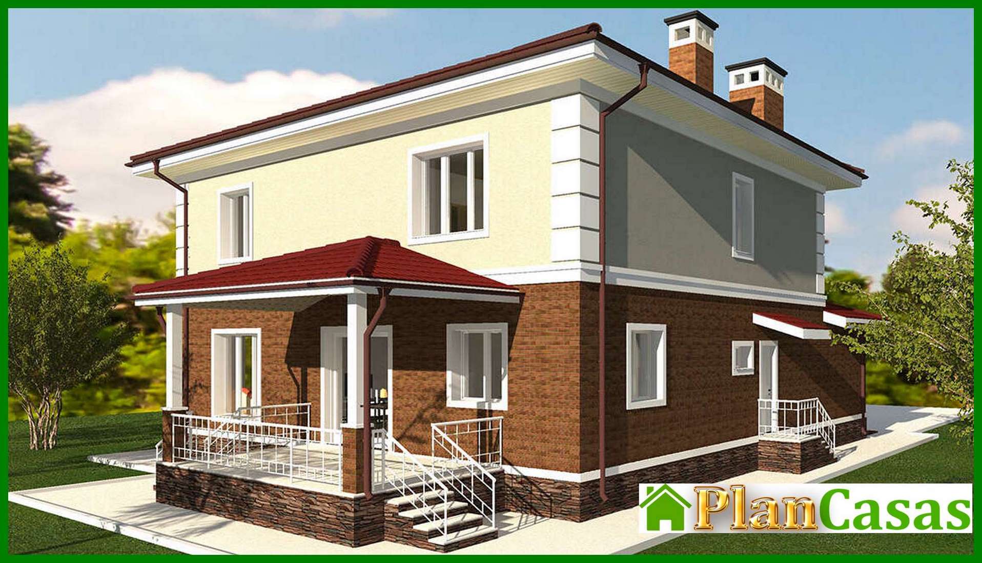 Visualization gallery - Plan of a two-story mansion with an area of 262 sq.m with a garage for two vehicles