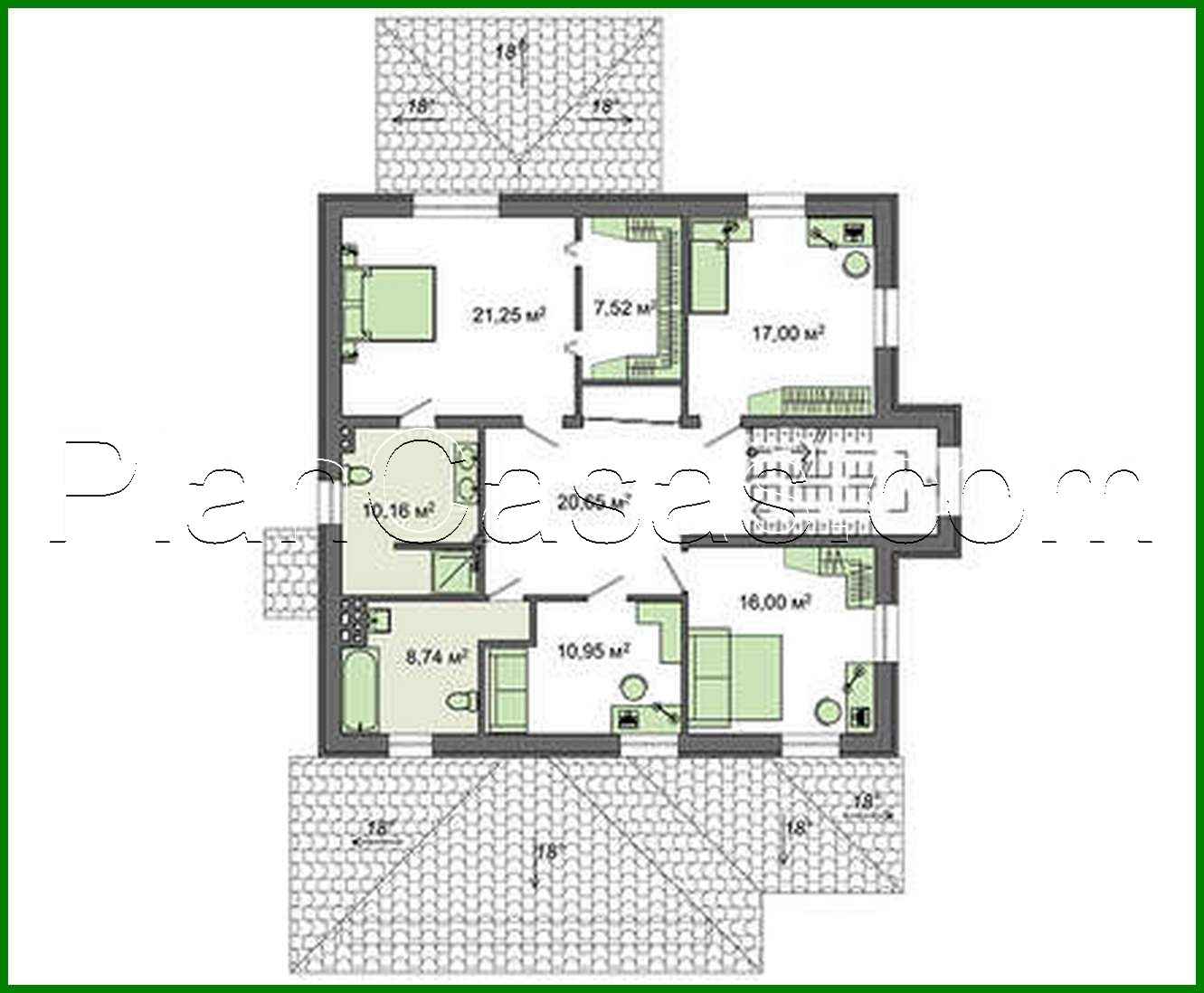 Visualization gallery - Plan of a two-story mansion with an area of 262 sq.m with a garage for two vehicles