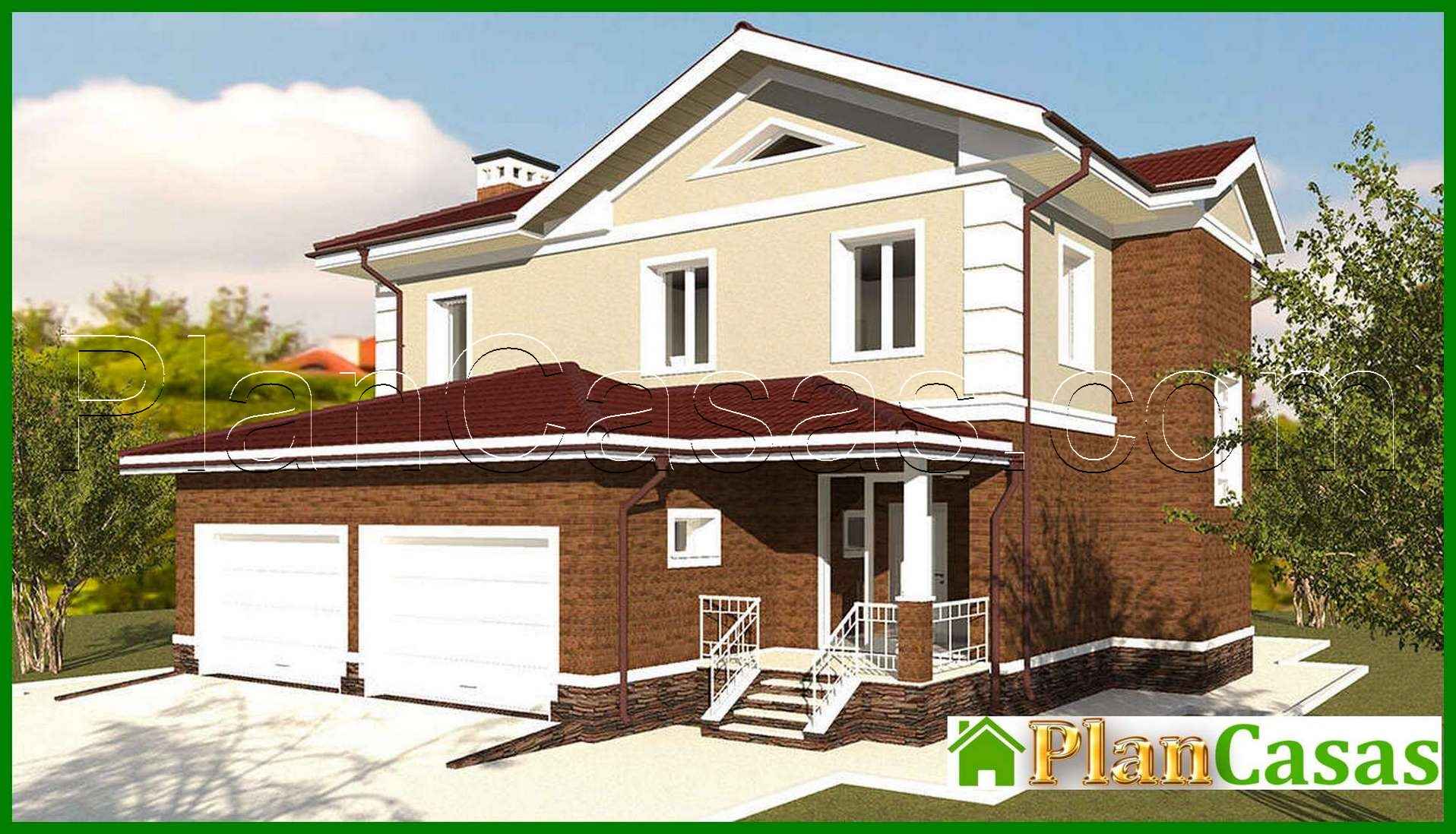 Plan of a two-story mansion with an area of 262 sq.m with a garage for two vehicles house plan